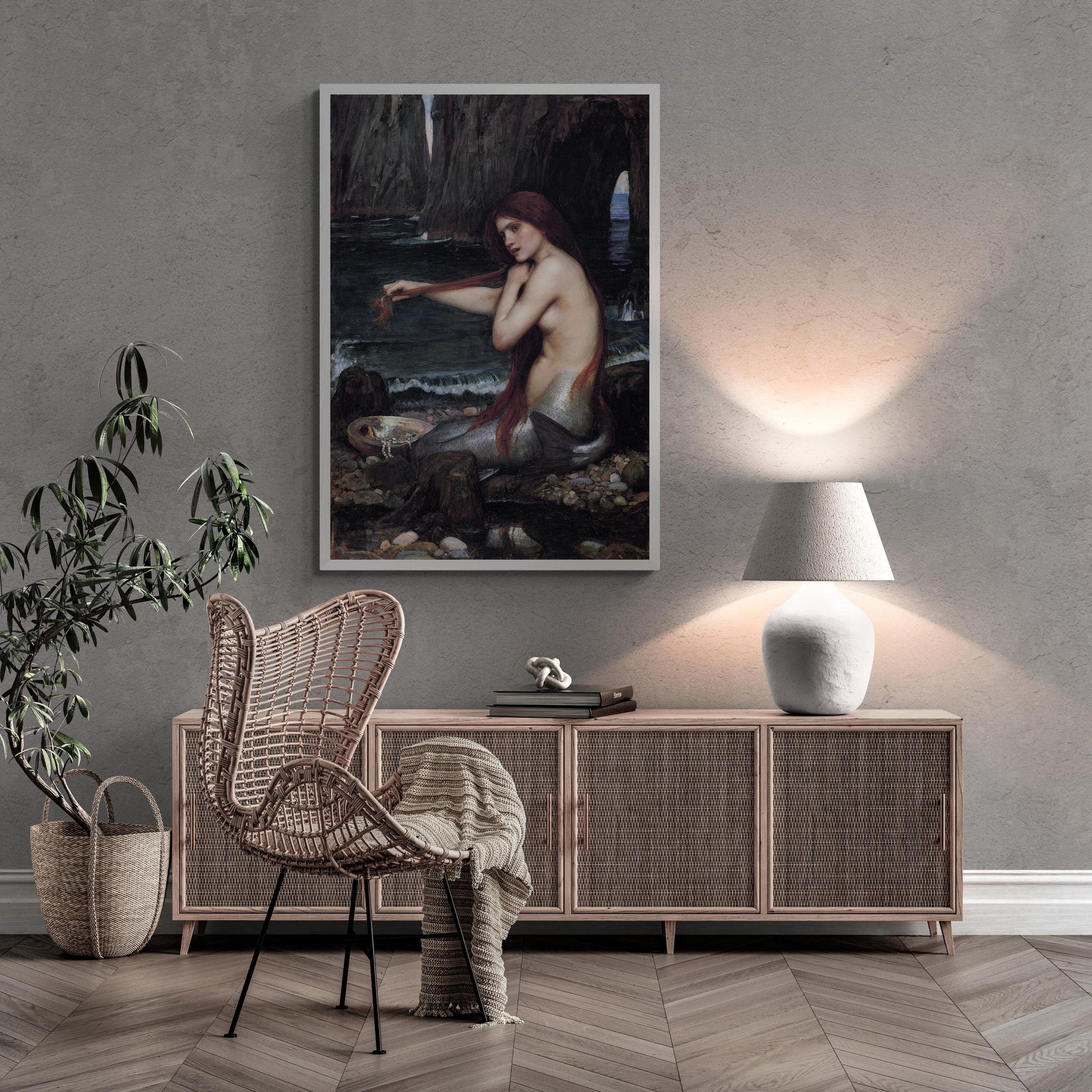 The Mermaid by John William Waterhouse | Giclée Art Print on Canvas or Paper | Premium Poster with Museum-Quality Reproduction FOSHE ART