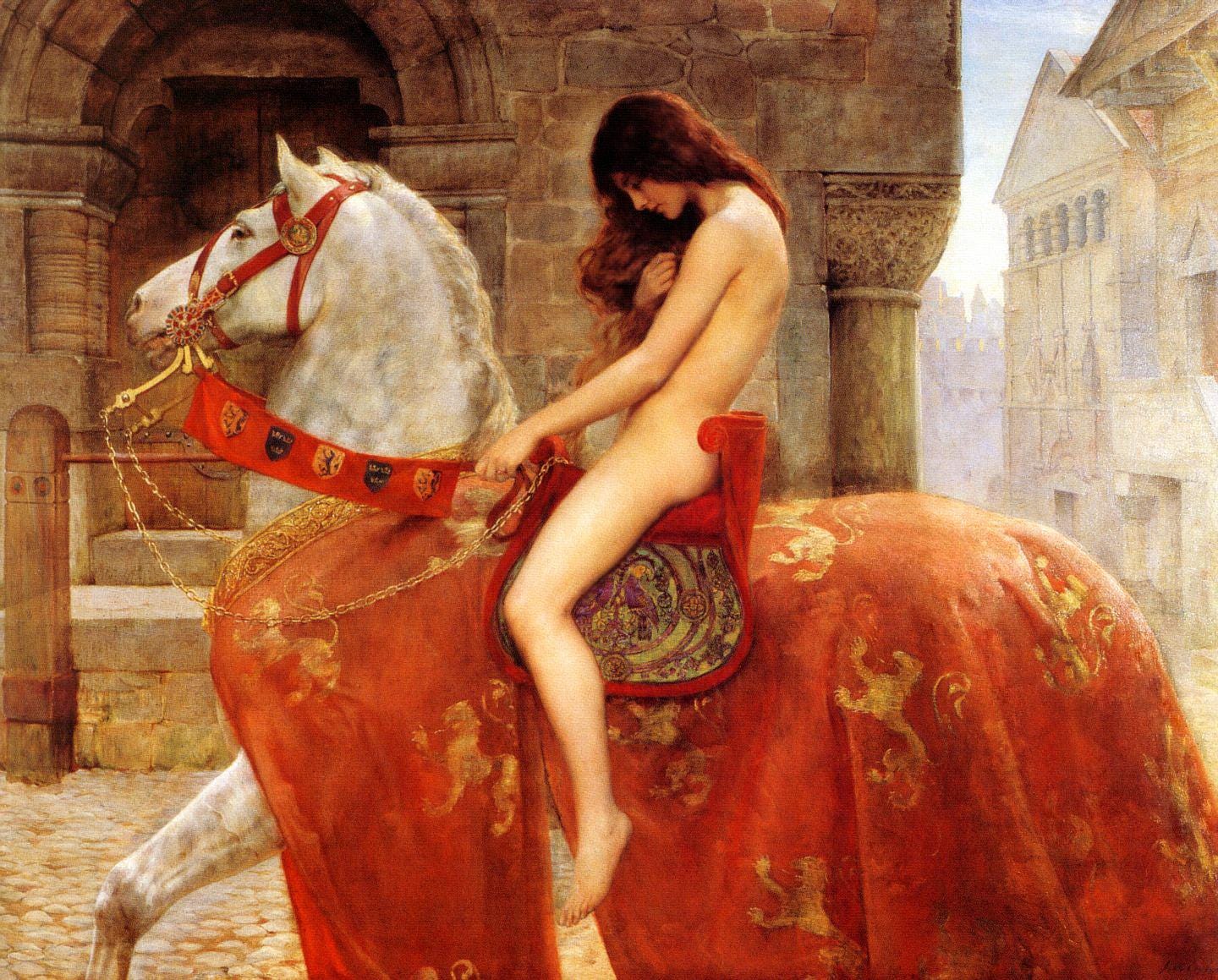 Lady Godiva by John Collier - Premium Reproduction Art Print on Canvas & Art Paper or 3D printed with texture and brush strokes
