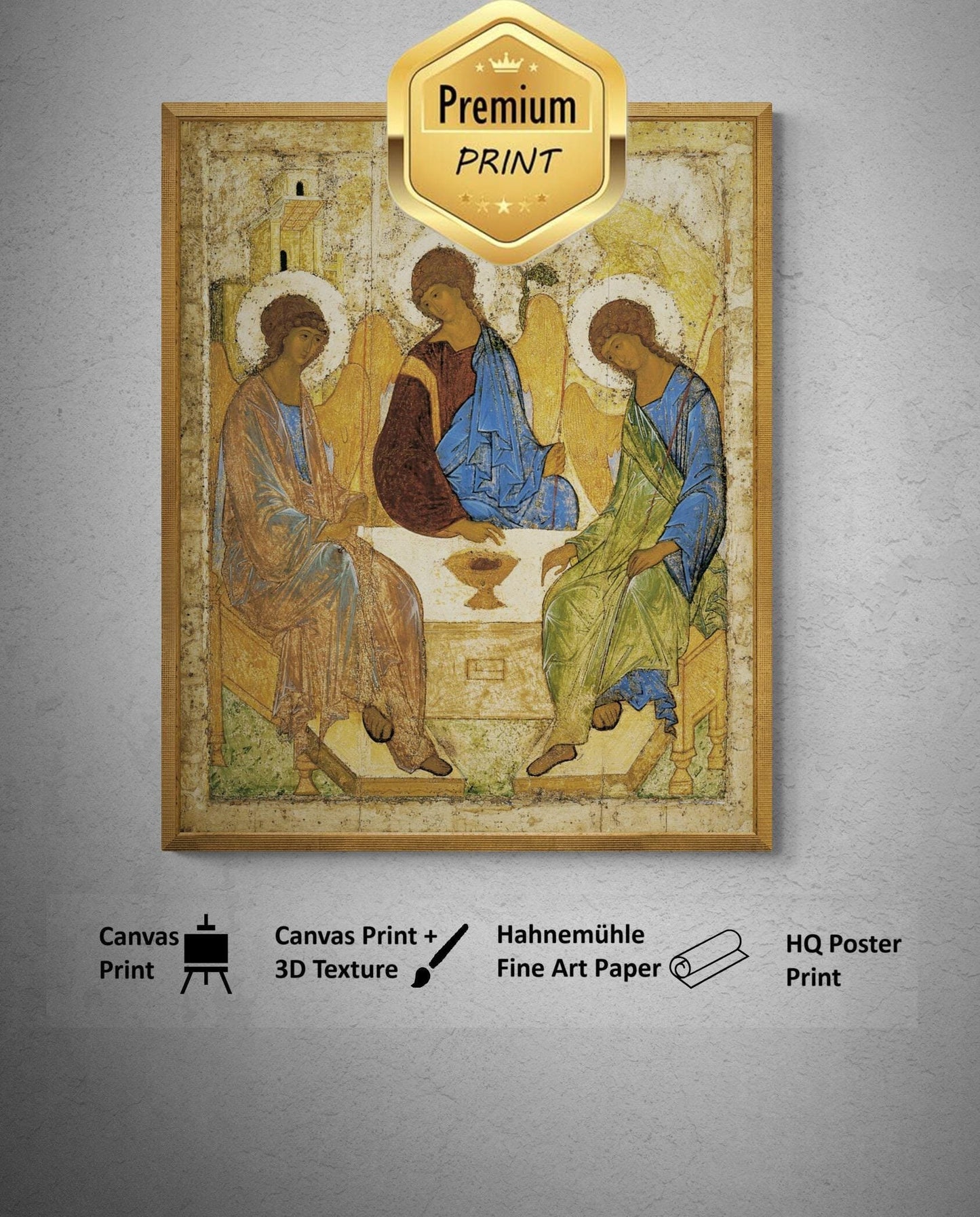 The Holy Trinity” by Andrei Rublev - Premium Reproduction Art Print on Canvas & Art Paper, 3D printed with texture and brush strokes