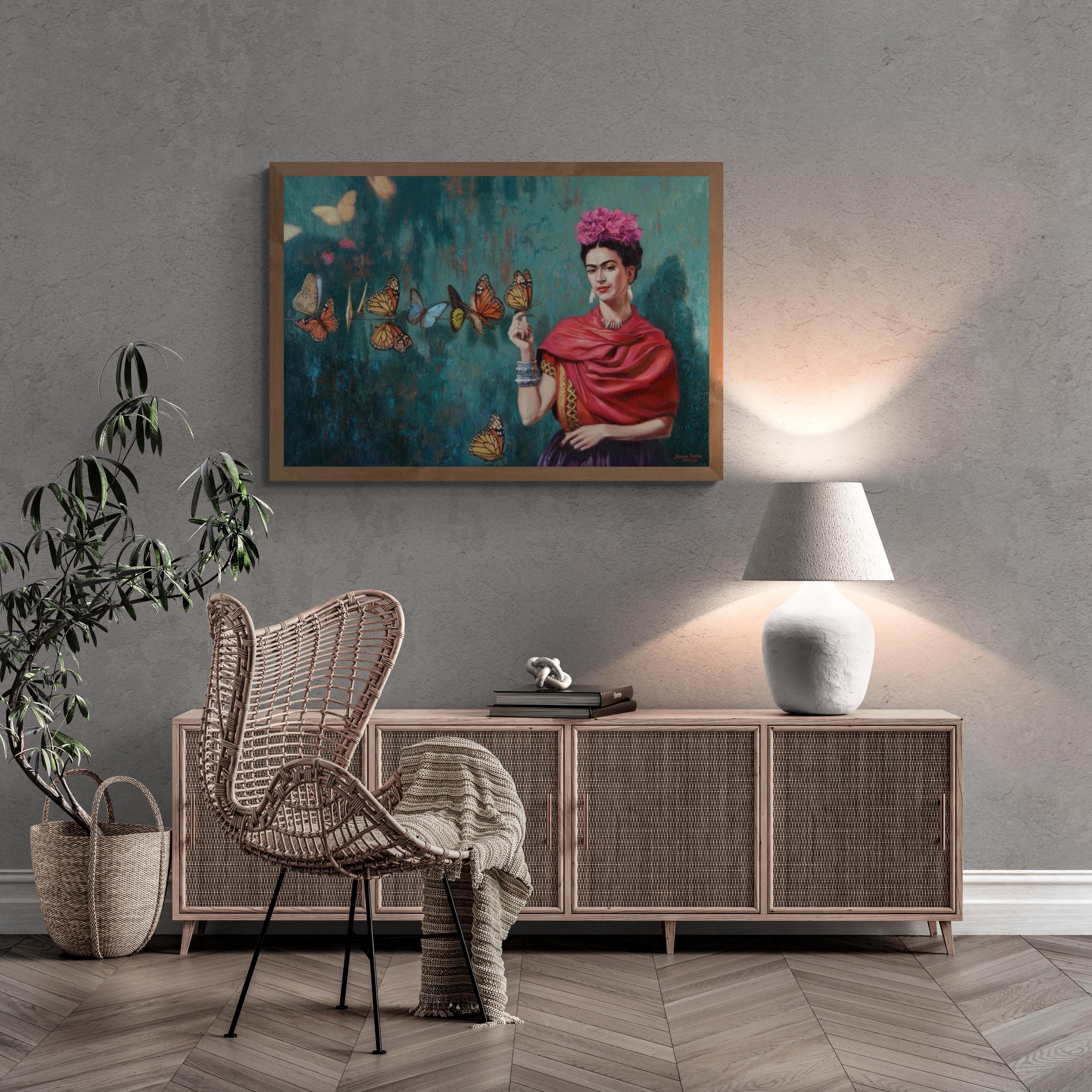 Frida Kahlo with Butterflies |  Reproduction Art Print on Canvas or Archival Paper | 3D Textured Print for a Vibrant & Timeless Masterpiece FOSHE ART