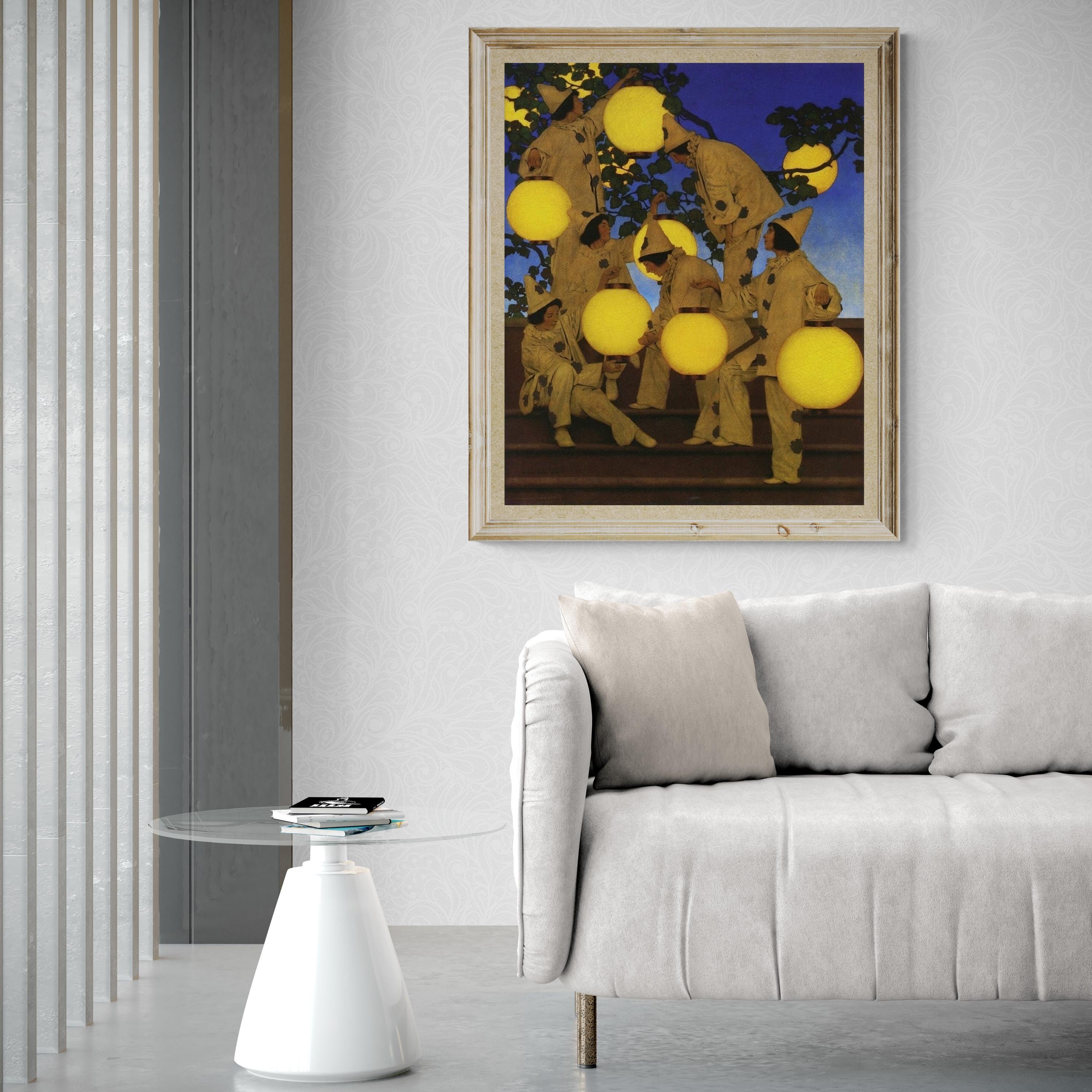 Lantern Bearers by Maxfield Parrish, Gallery Wall Print, abstract art, Premium Giclee, 3D texture Canvas Art, Museum Print, Poster