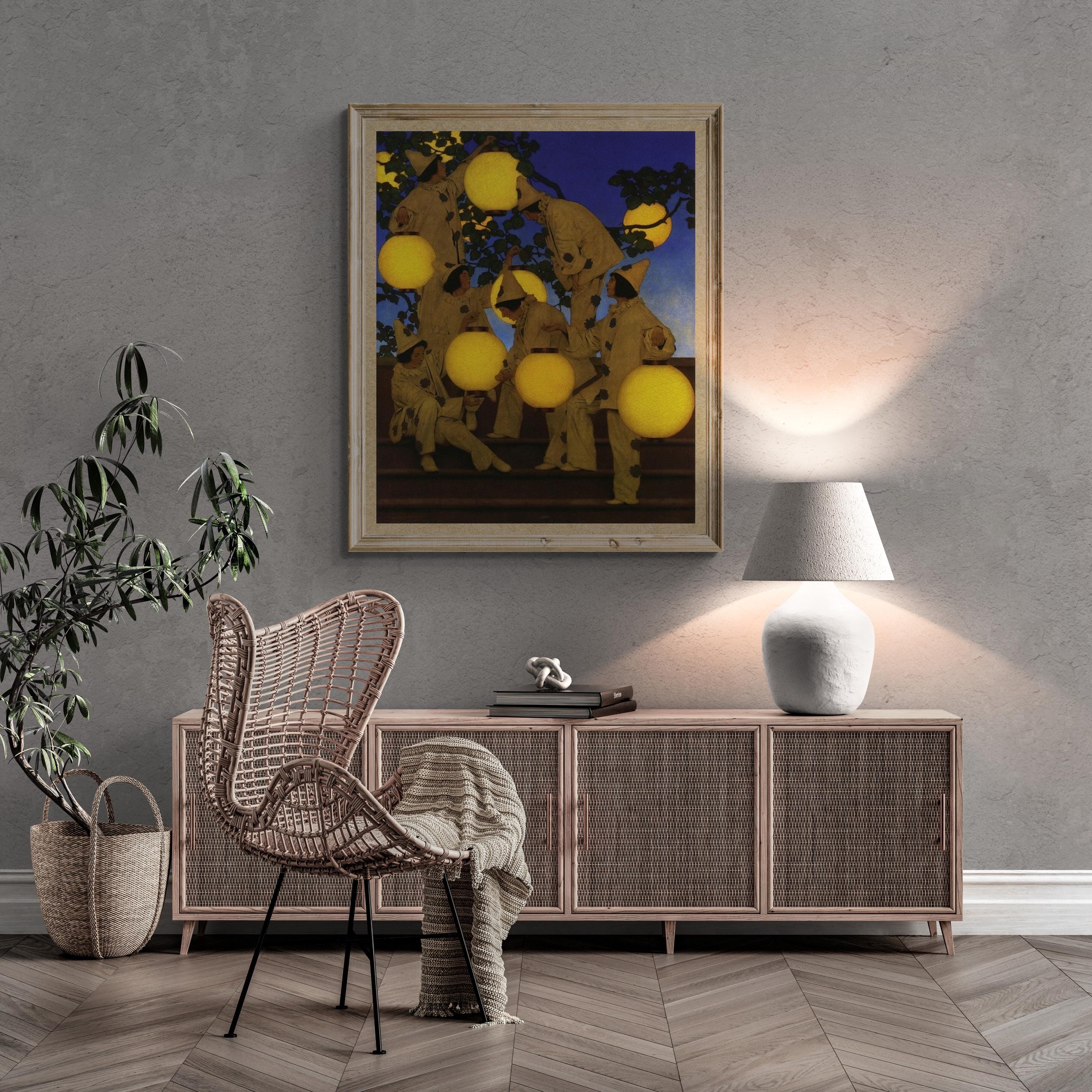Lantern Bearers by Maxfield Parrish, Gallery Wall Print, abstract art, Premium Giclee, 3D texture Canvas Art, Museum Print, Poster
