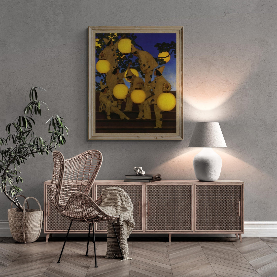 Lantern Bearers by Maxfield Parrish, Gallery Wall Print, abstract art, Premium Giclee, 3D texture Canvas Art, Museum Print, Poster