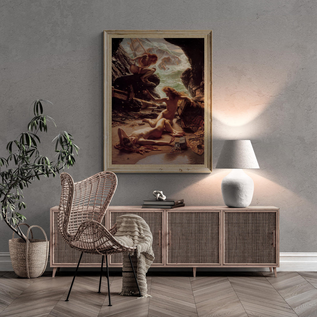 Cave of the Storm Nymphs Art Print, Edward Poynter, Mythological Giclée FOSHE ART