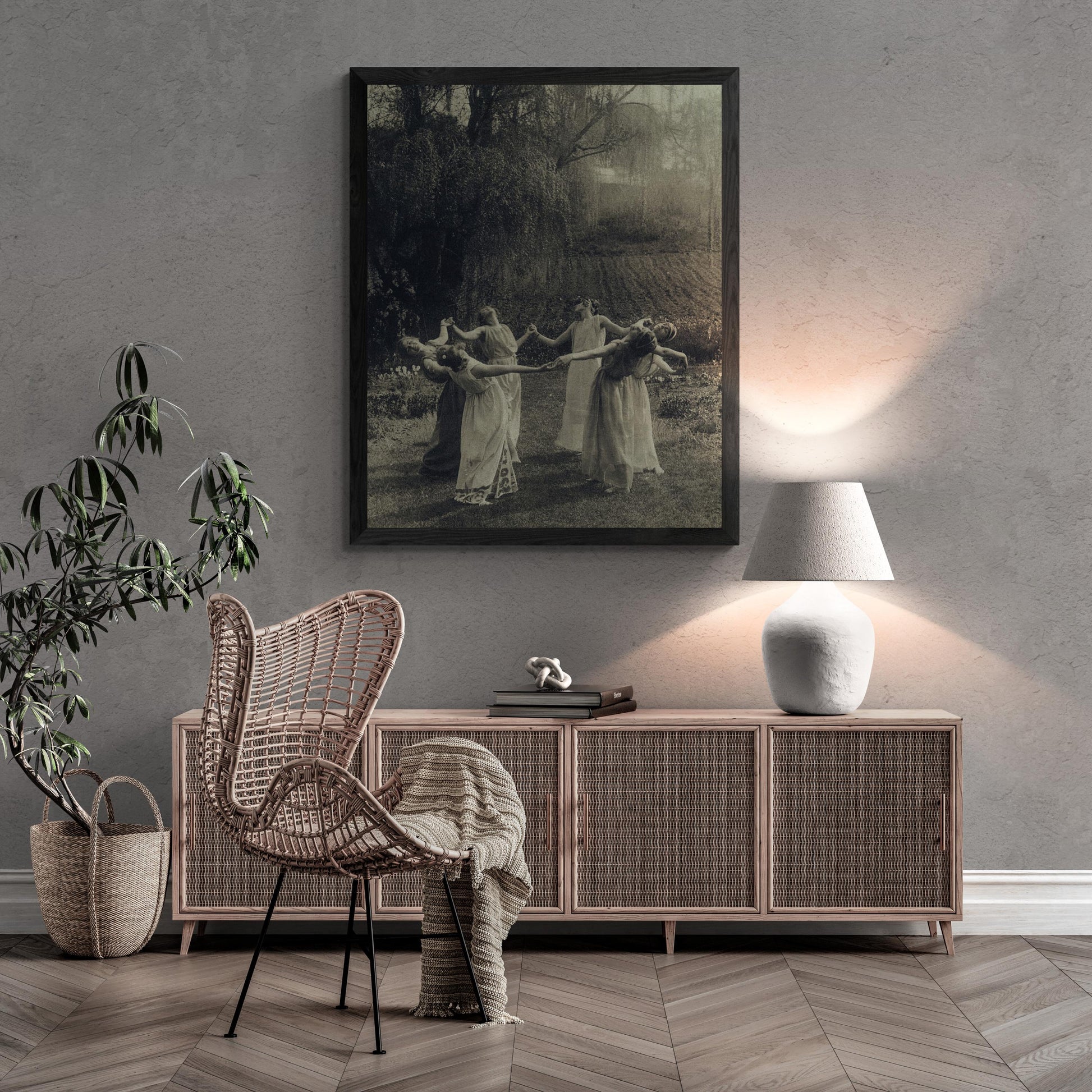 Circle Of Witches Vintage Women Dancing, Giclee Print,  Print Poster, Heavyweight art paper, canvas print or 3D print with brush strokes FOSHE ART