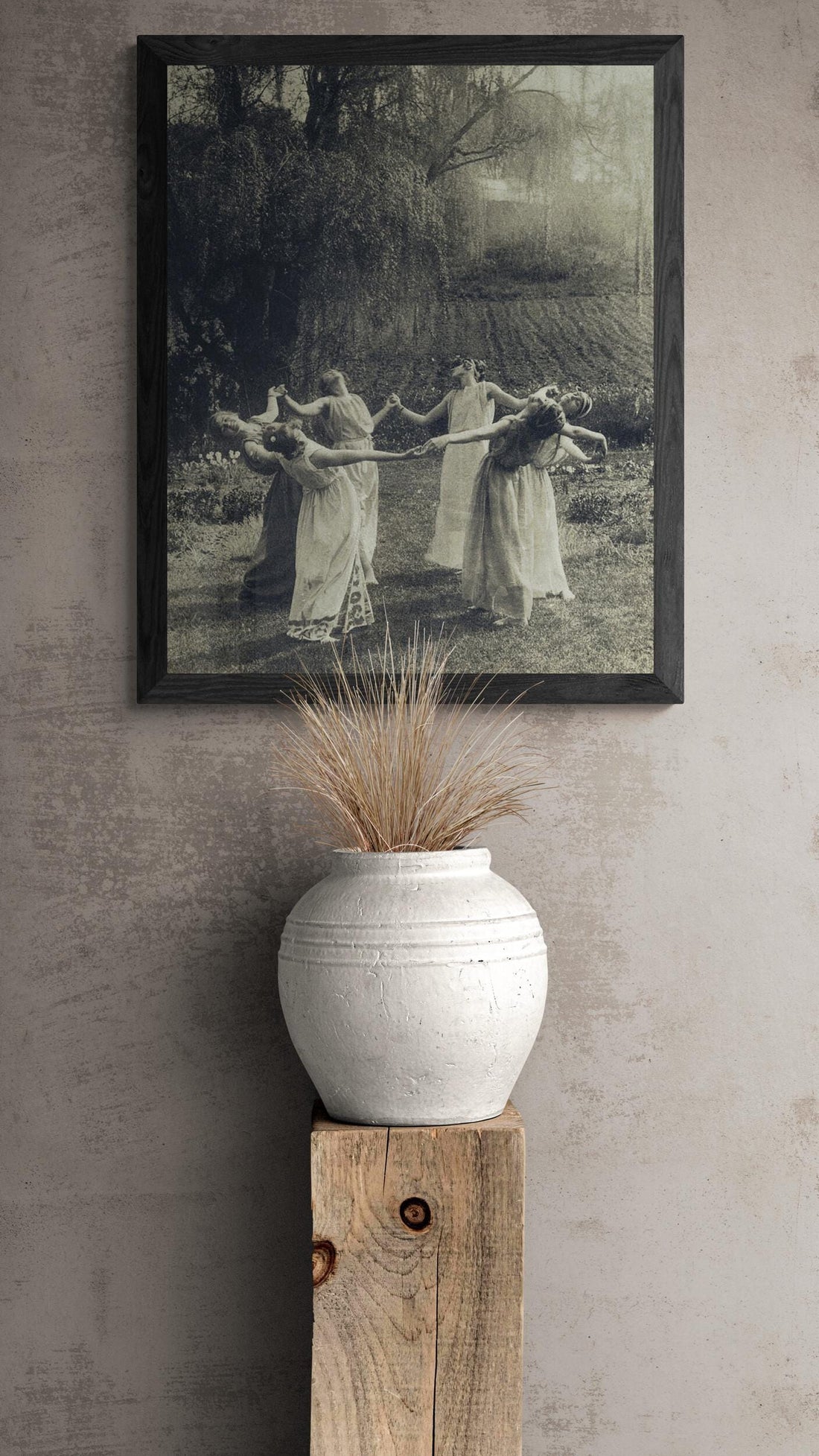 Vintage Witch Circle Print, Dancing Women Art, Giclee Canvas or Paper FOSHE ART