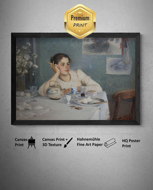 Elin Danielson-Gambogi - After Breakfast (1890,  Premium Art Print on Canvas & Papers or 3D texture Print FOSHE ART