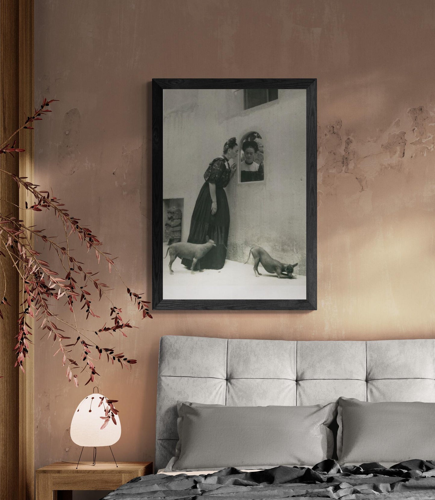 Rare Frida Kahlo with pets Print, Xolo Dog poster, Vintage Frida Kahlo Print, Frida Kahlo Poster, Xolo dog print, Black and White Artprint