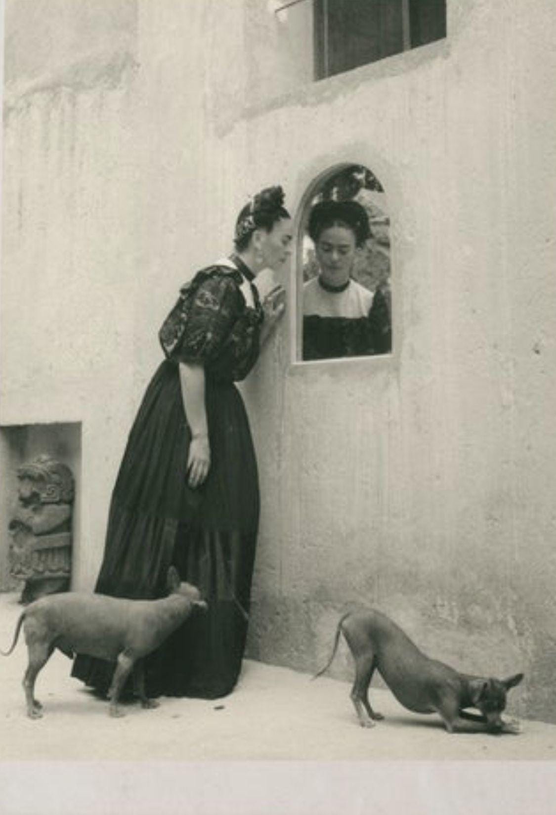 Rare Frida Kahlo with pets Print, Xolo Dog poster, Vintage Frida Kahlo Print, Frida Kahlo Poster, Xolo dog print, Black and White Artprint