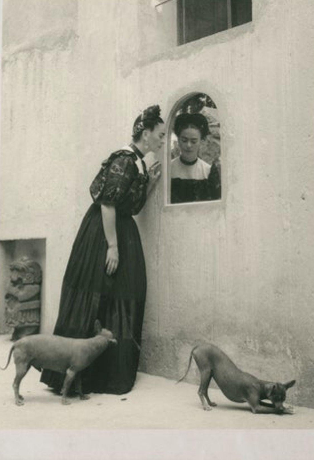 Rare Frida Kahlo with pets Print, Xolo Dog poster, Vintage Frida Kahlo Print, Frida Kahlo Poster, Xolo dog print, Black and White Artprint