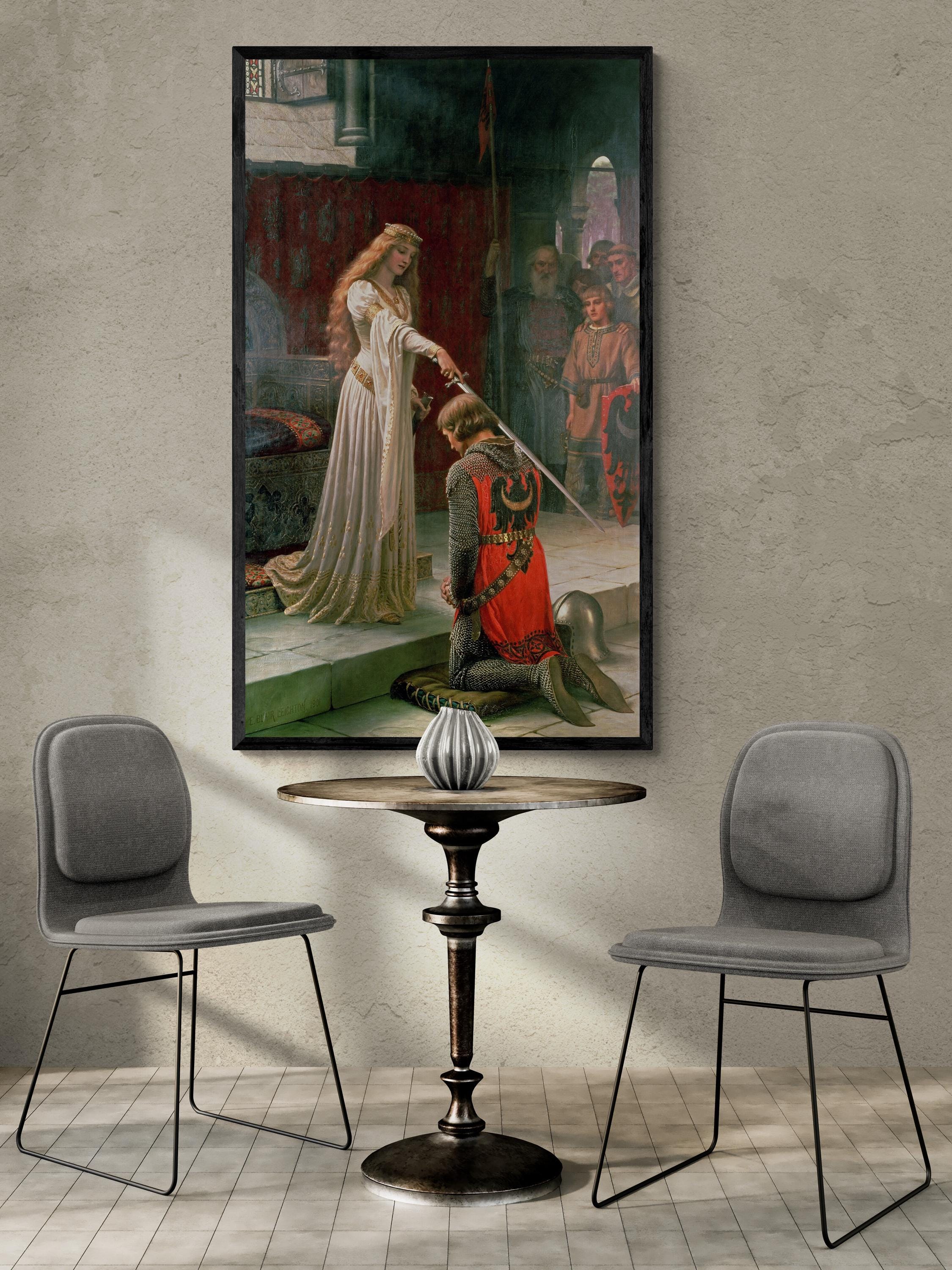 The Accolade Print on Canvas – Edmund Leighton, Chivalry Fine Art FOSHE ART