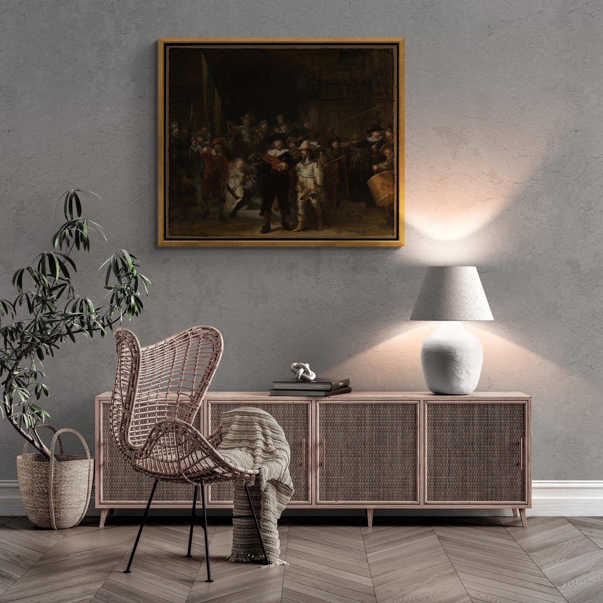 The Night Watch by Rembrandt | Renaissance Classic | Premium Textured Canvas Reproduction with Realistic Brush Strokes | Masterpiece Décor FOSHE ART