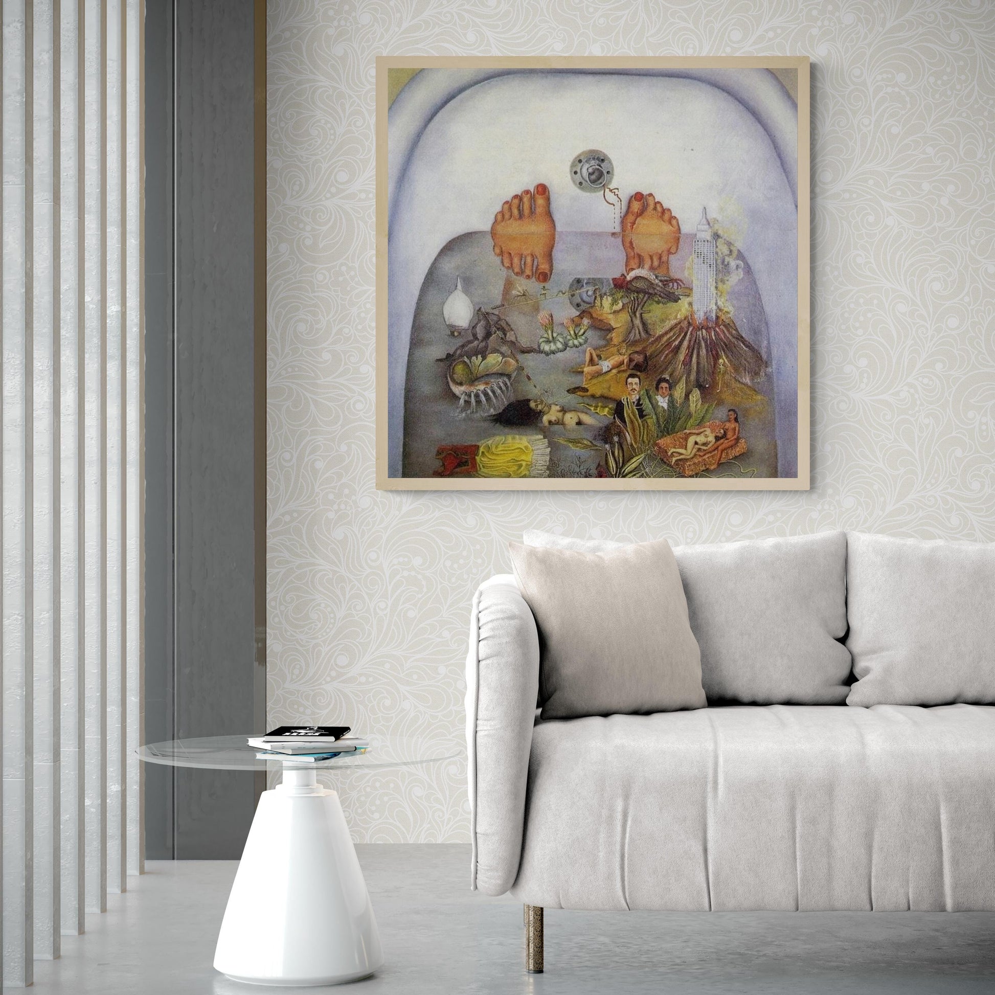 Frida Kahlo - What I Saw in the Water (1938) | Fine Art Print | Art Paper, Canvas & 3D Hand Finished Premium Texture Print FOSHE ART