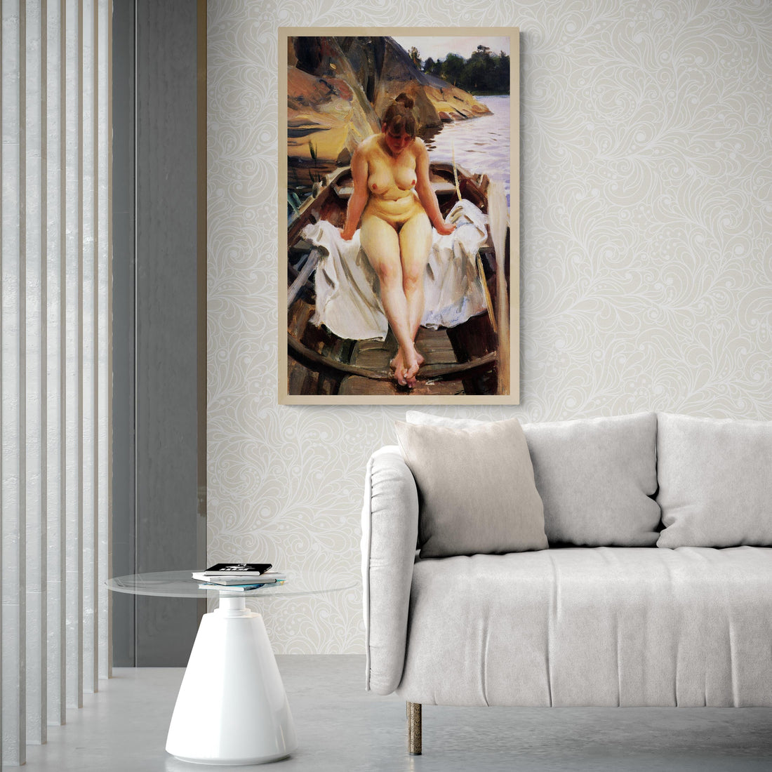 Anders Zorn Print, In Werner’s Rowing Boat, Textured Canvas Art FOSHE ART