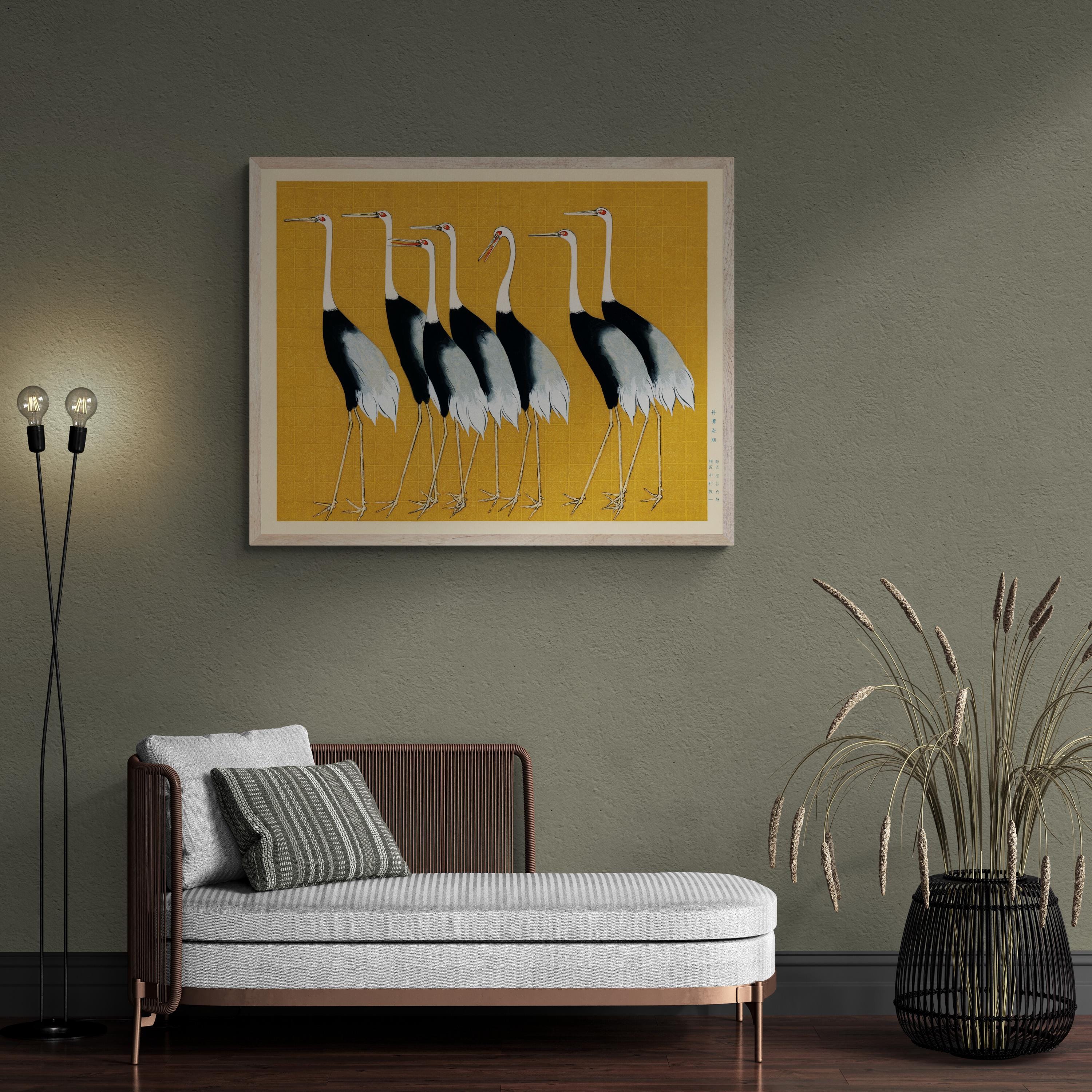 Ogata Korin Japanese Cranes Art Print – Edo Period Reproduction FOSHE ART