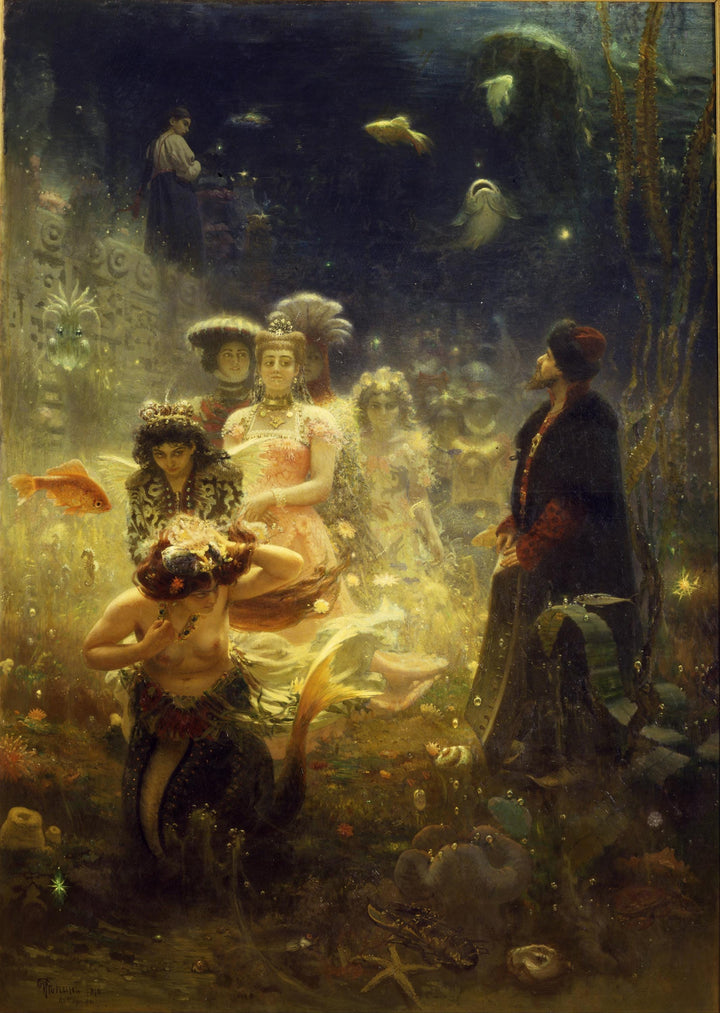 Ilya Repin - Sadko (1876) Vintage Golden Frame and Brush Strokes FOSHE ART