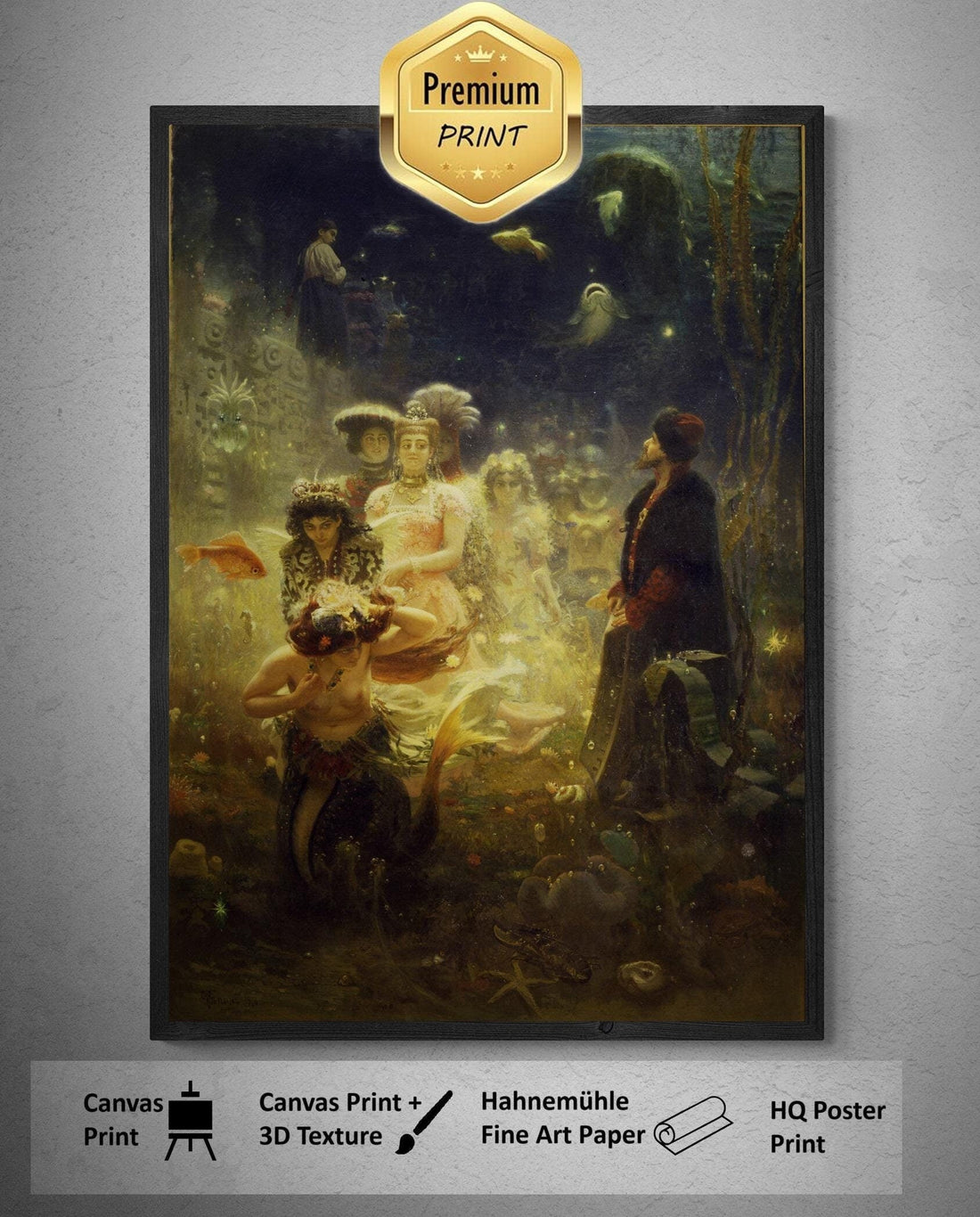 Ilya Repin Sadko Print – Russian Folklore Art, Underwater Kingdom FOSHE ART