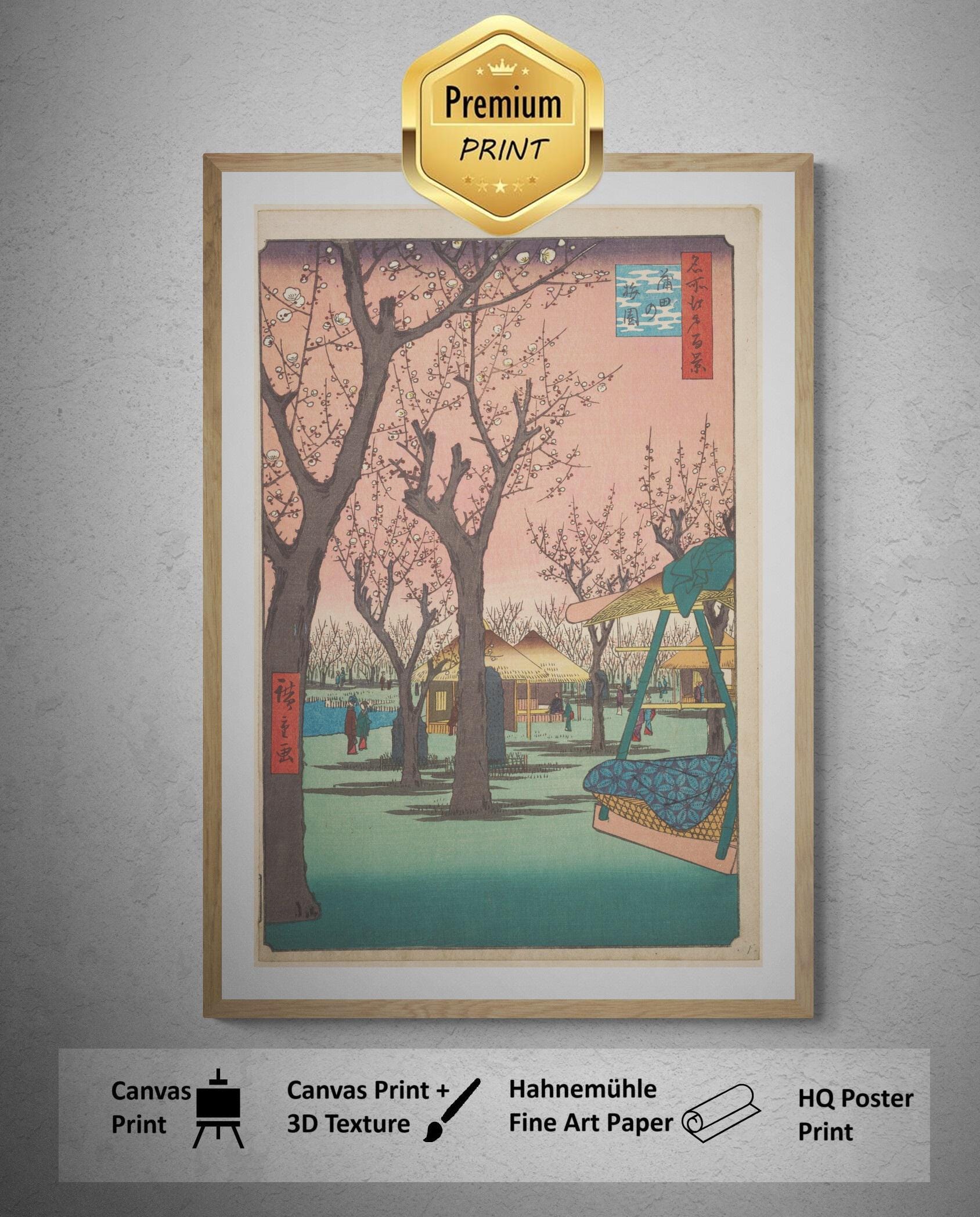 Serene Beauty Utagawa Hiroshige - Plum Garden at Kamata (1857) | Fine Art Print | Art Paper, Canvas & 3D Hand Finished Premium Texture Print FOSHE ART