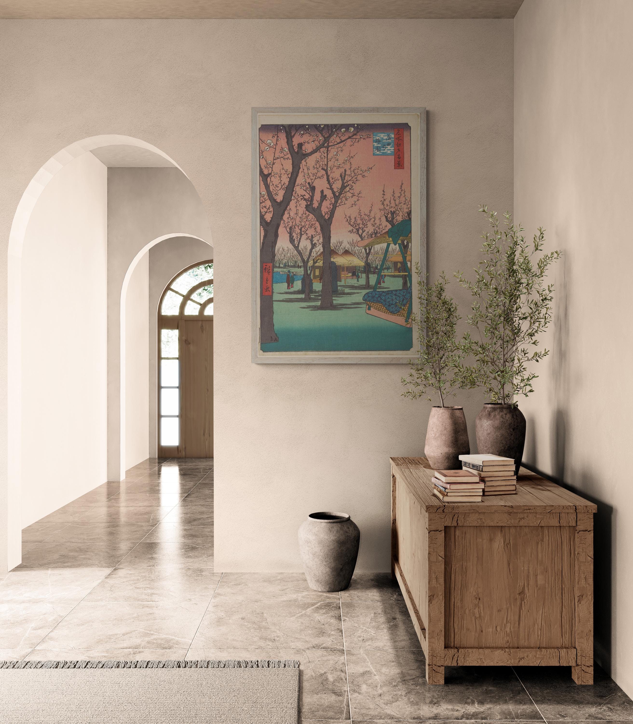 Serene Beauty Utagawa Hiroshige - Plum Garden at Kamata (1857) | Fine Art Print | Art Paper, Canvas & 3D Hand Finished Premium Texture Print FOSHE ART