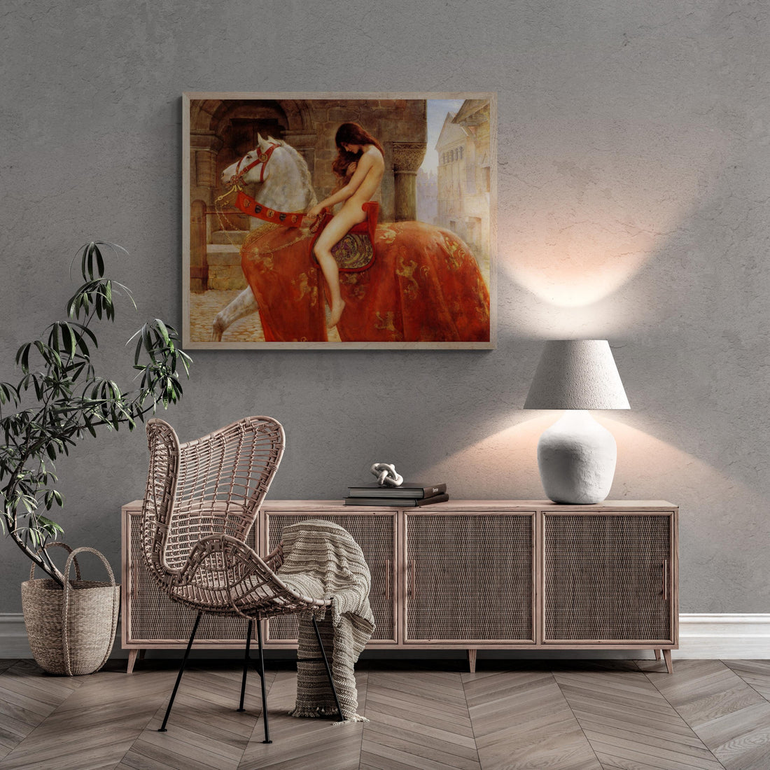 Lady Godiva by John Collier - Premium Reproduction Art Print on Canvas & Art Paper or 3D printed with texture and brush strokes