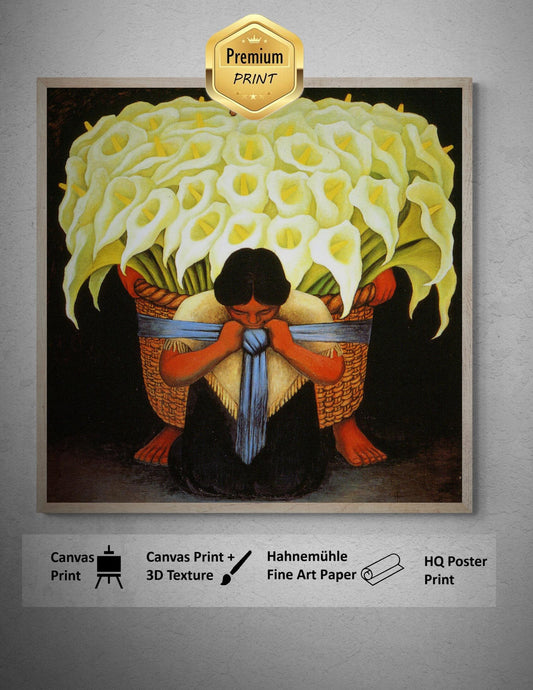 The Flower Seller” by Diego Rivera - Premium Reproduction Art Print on Canvas & Art Paper