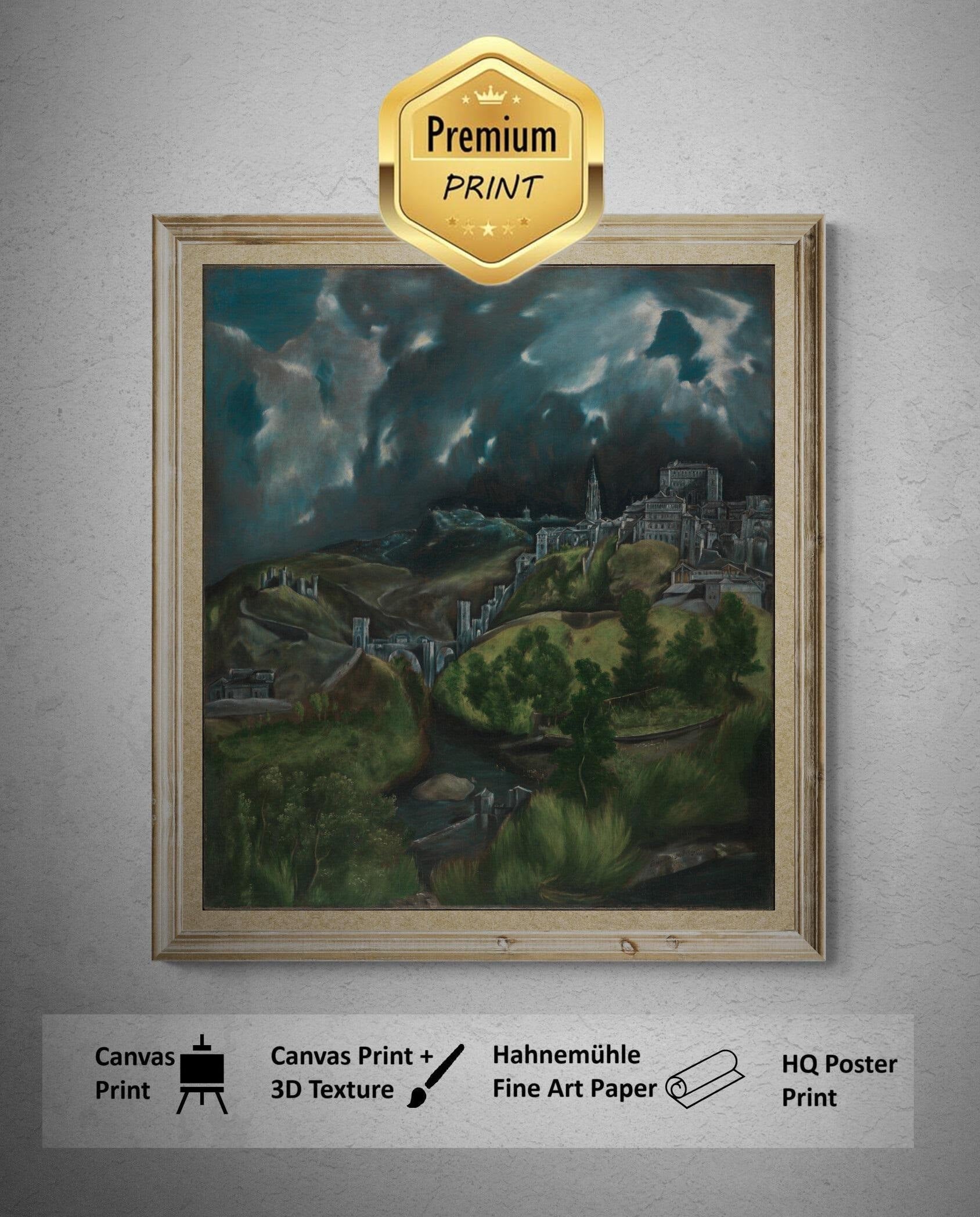 El Greco "View of Toledo" Art Print – Giclée Canvas or Paper FOSHE ART