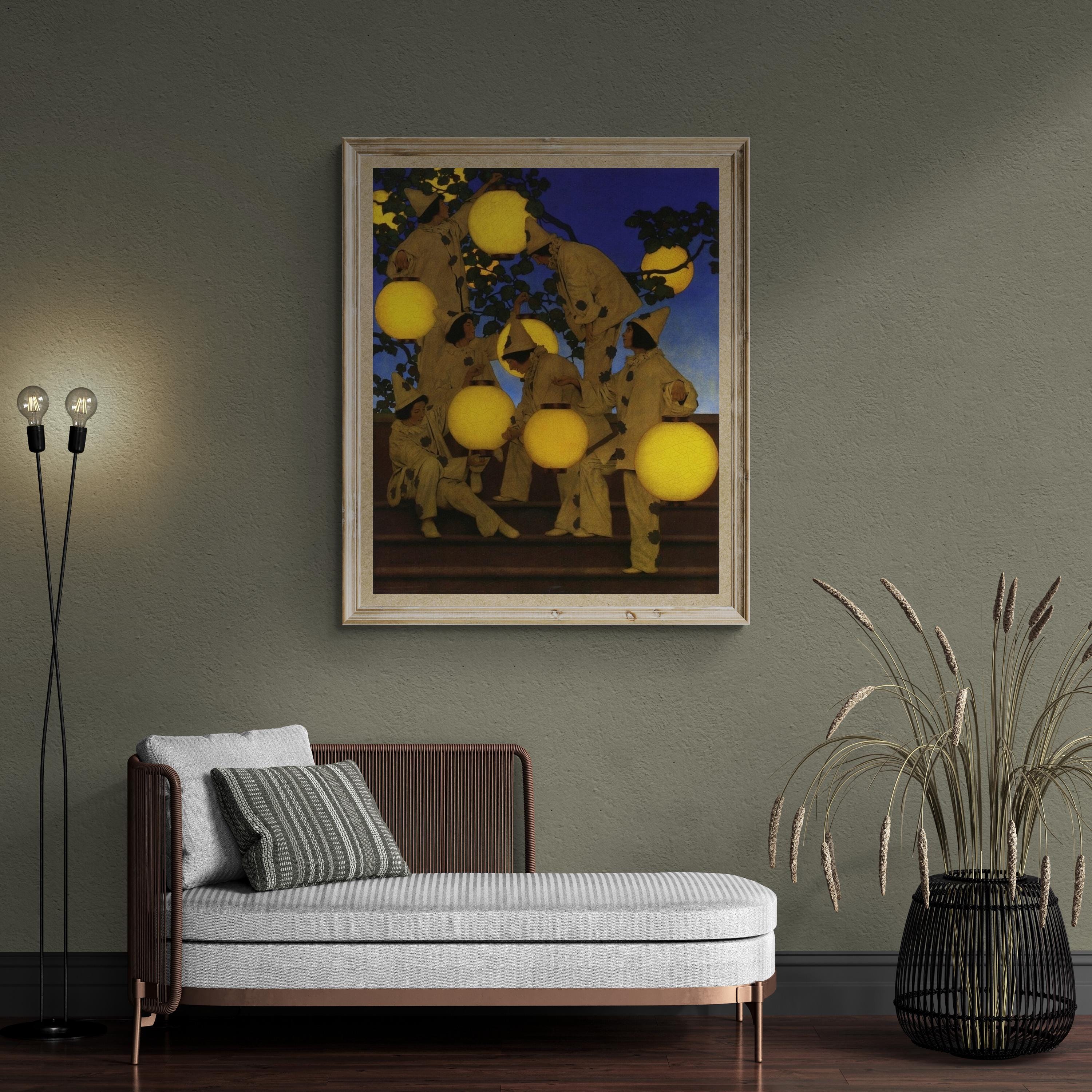 Lantern Bearers by Maxfield Parrish, Gallery Wall Print, abstract art, Premium Giclee, 3D texture Canvas Art, Museum Print, Poster