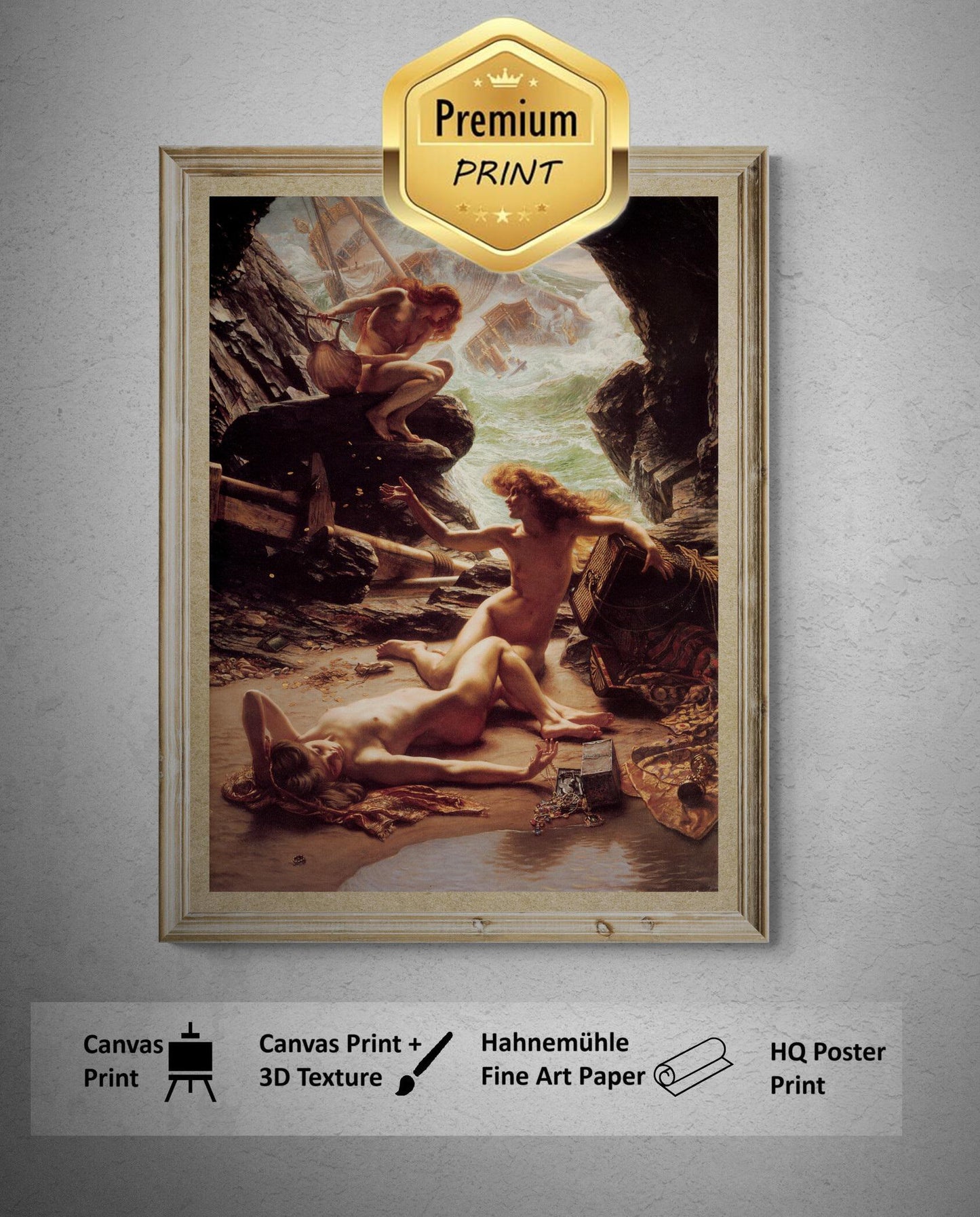 Edward Poynter, Cave of the Storm Nymphs, Premium Giclée Art Print, Heavyweight paper/ art canvas, 3D printed with texture and brush strokes