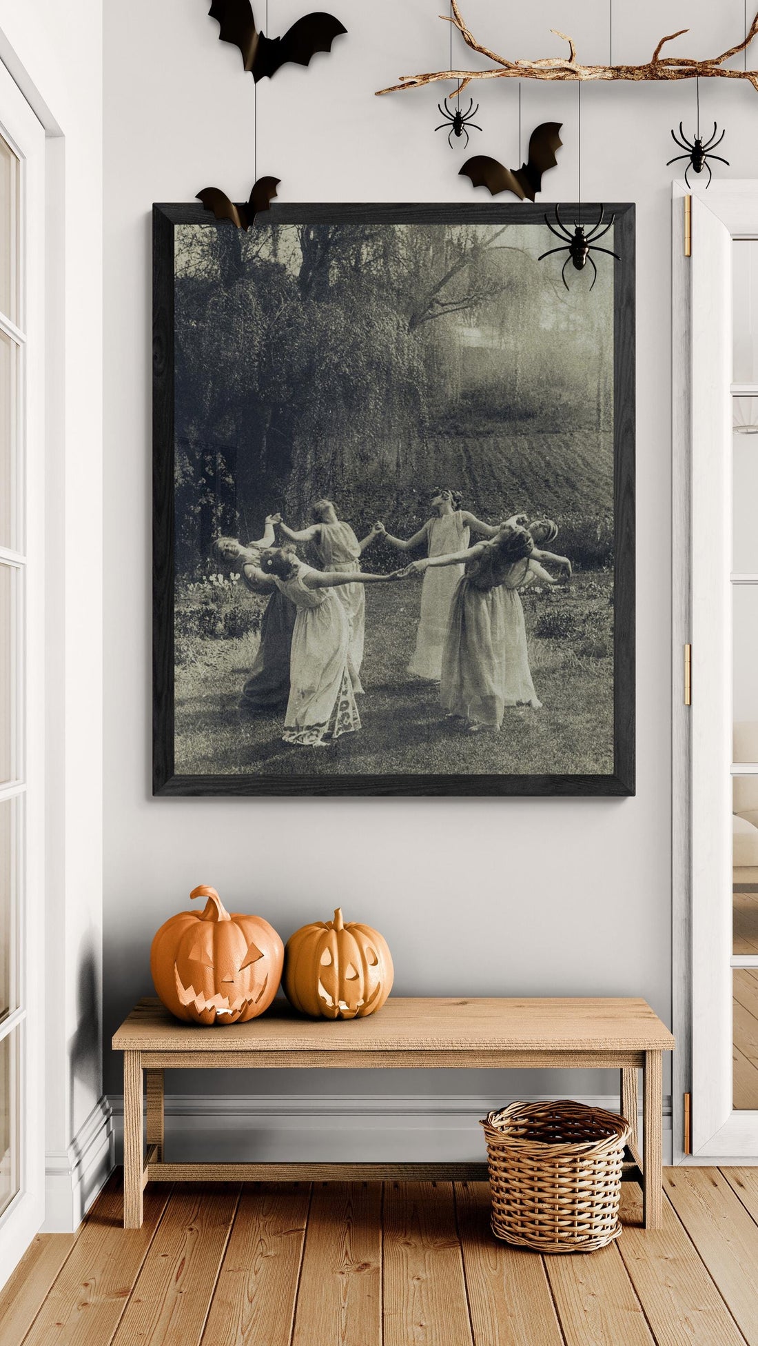 Vintage Witch Circle Print, Dancing Women Art, Giclee Canvas or Paper FOSHE ART