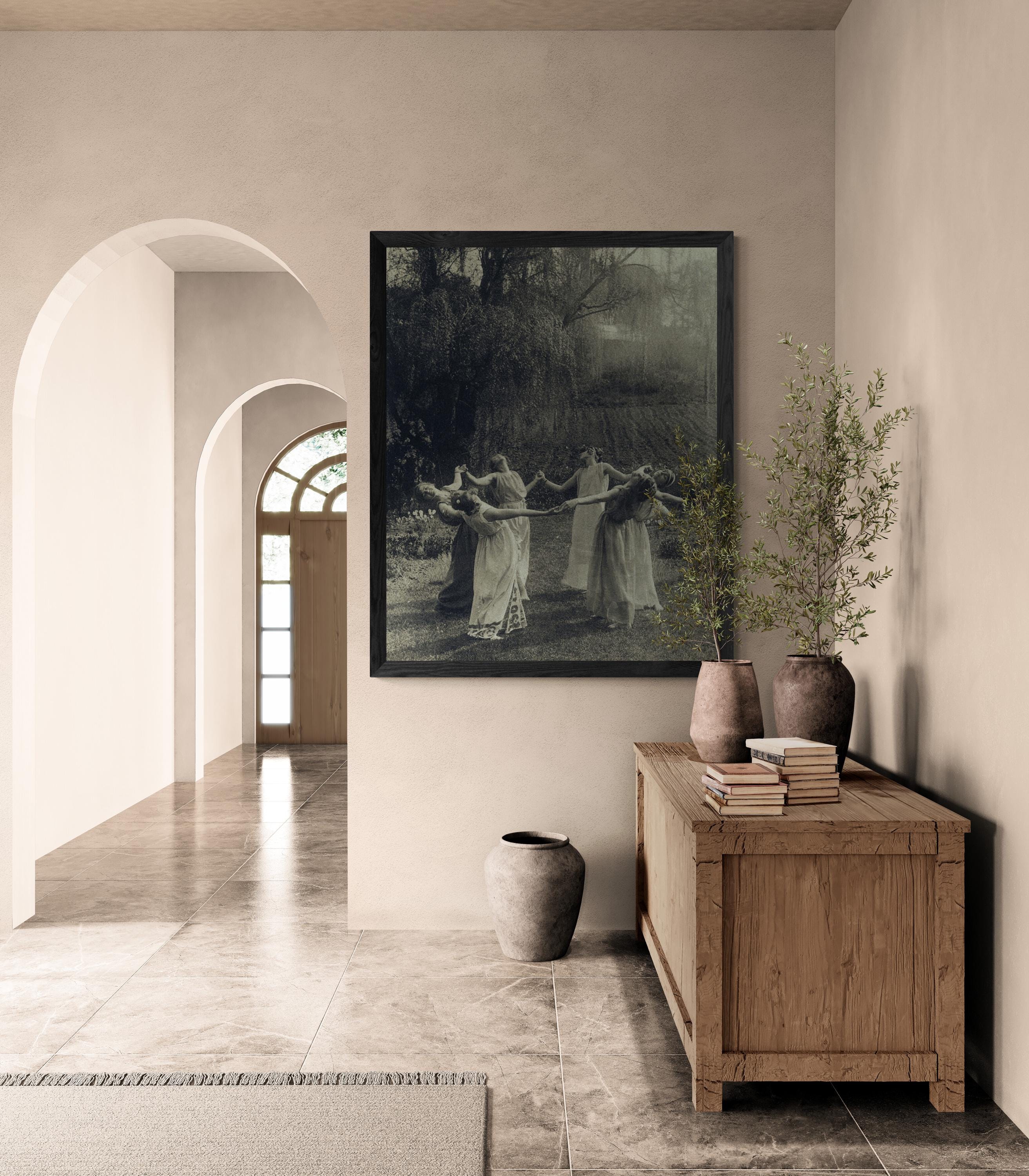 Vintage Witch Circle Print, Dancing Women Art, Giclee Canvas or Paper FOSHE ART