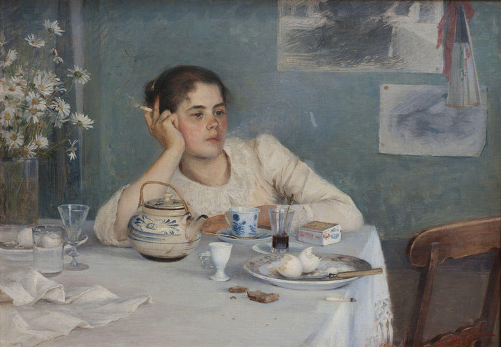 Elin Danielson-Gambogi - After Breakfast (1890,  Premium Art Print on Canvas & Papers or 3D texture Print FOSHE ART