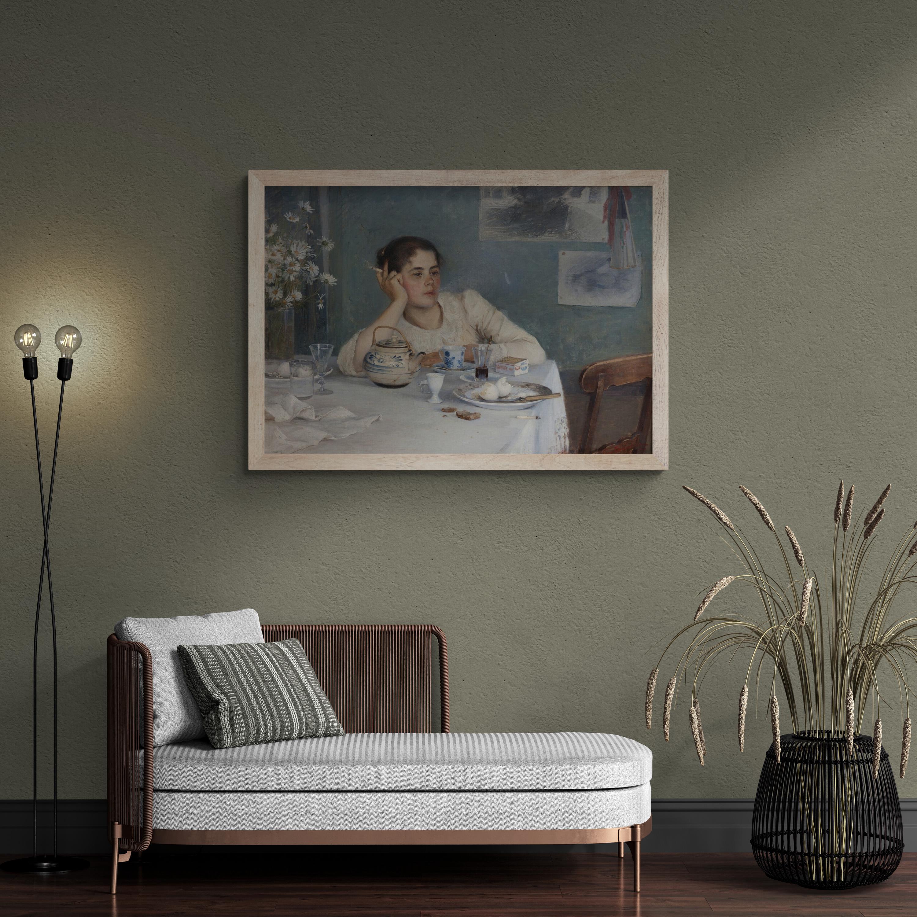 Elin Danielson-Gambogi - After Breakfast (1890,  Premium Art Print on Canvas & Papers or 3D texture Print FOSHE ART