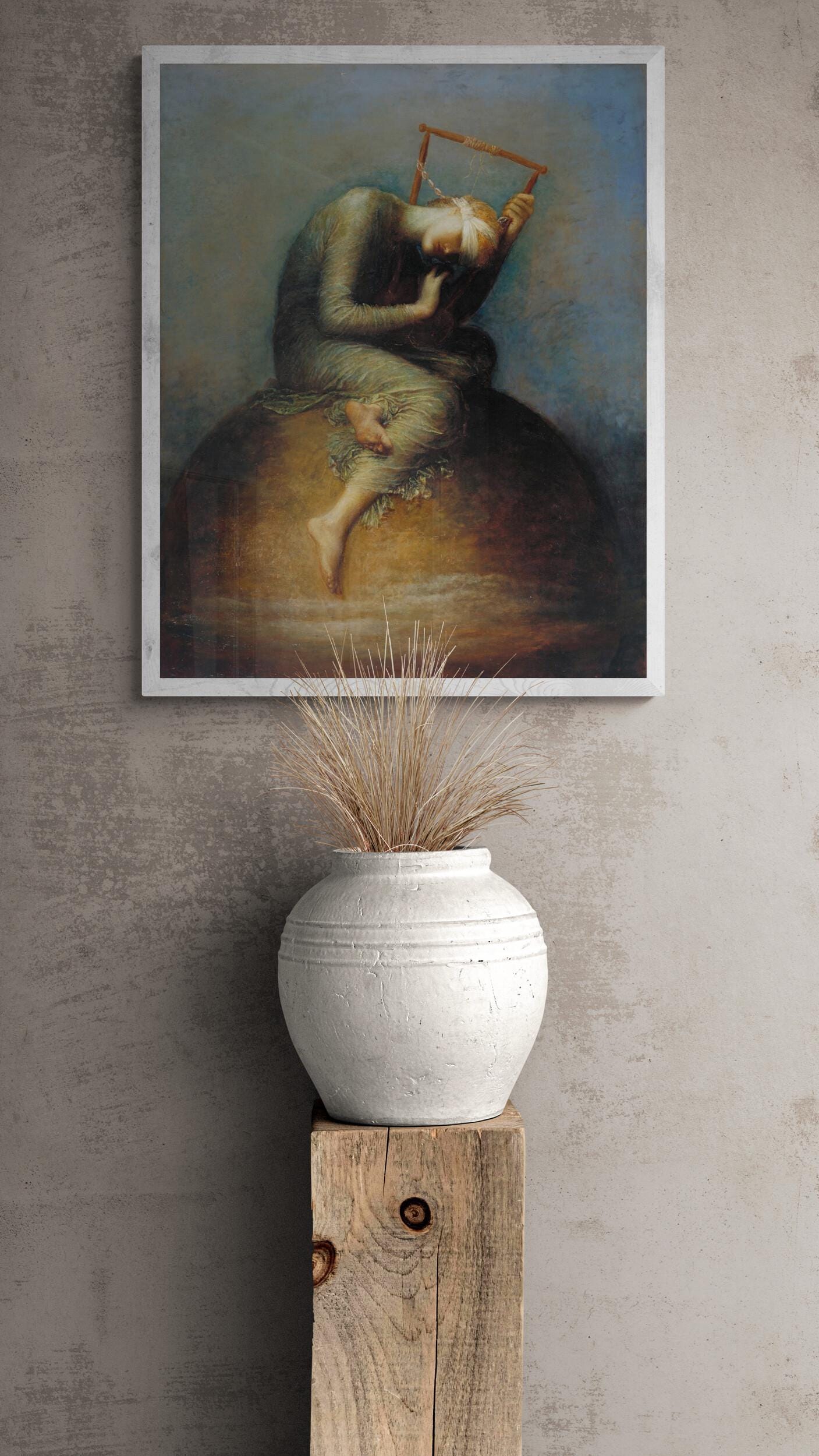 George Frederic Watts - Hope | Giclee Heavyweight art paper, canvas or 3D Hand Finished Premium texture Print FOSHE ART