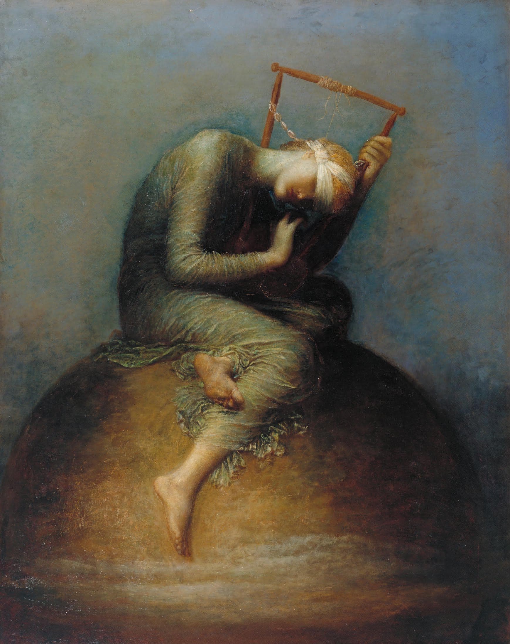 Hope by George Frederic Watts – Vintage Golden Frame and Brush Strokes FOSHE ART