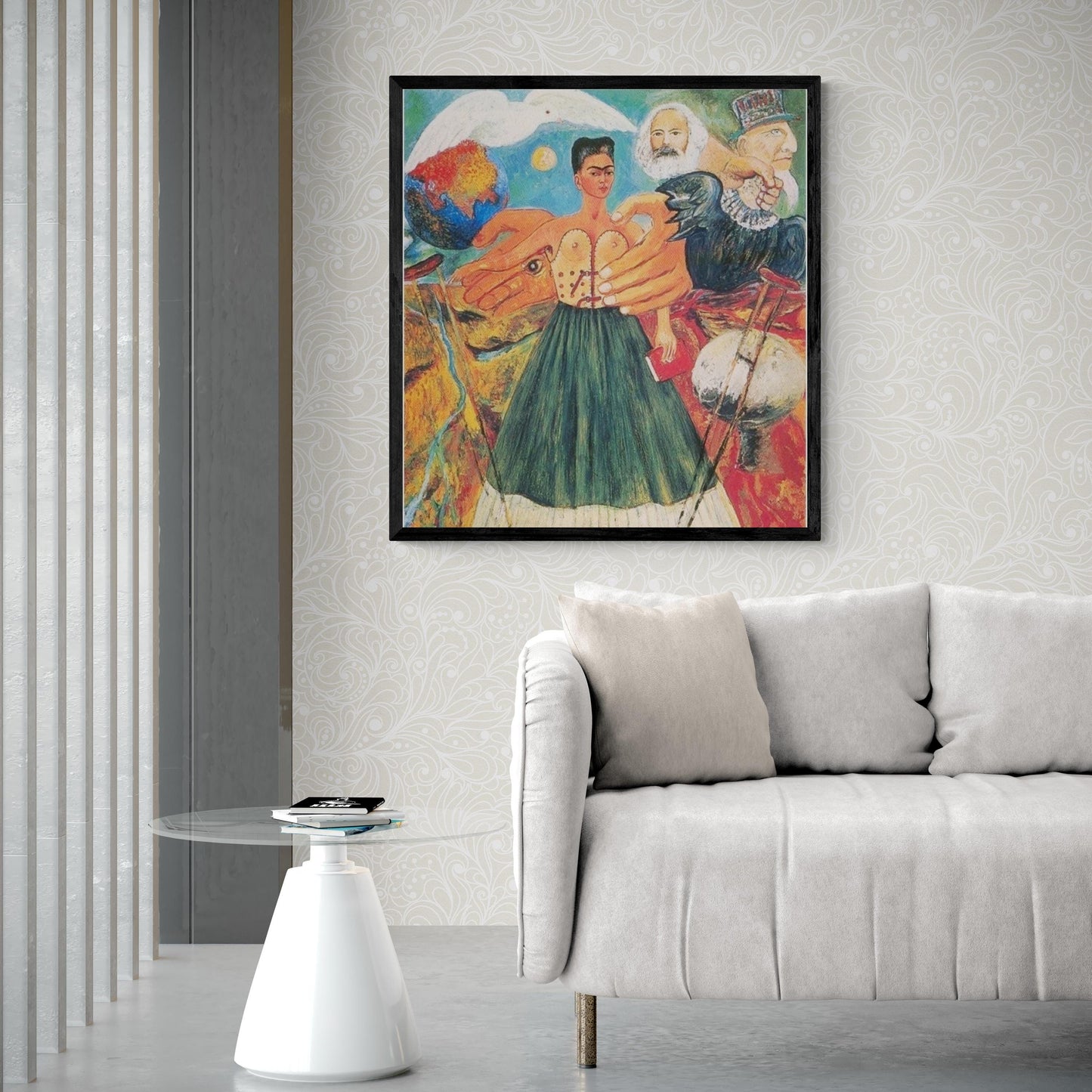 Powerful Symbolism: Frida Kahlo - Marxism Will Give Health to the Sick, Fine Art Print, Art Paper, Canvas & 3D Hand Finished Texture Print FOSHE ART