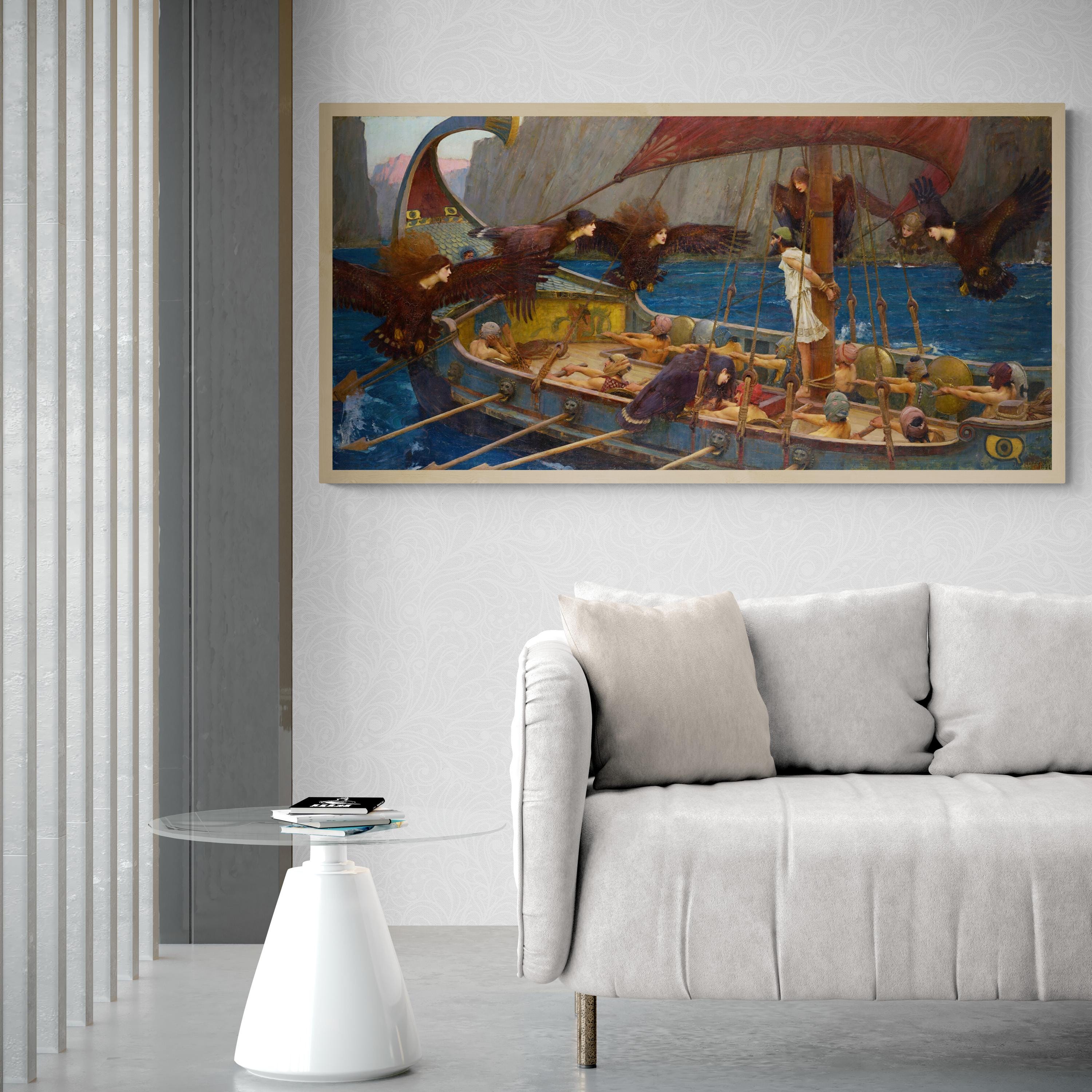 John William Waterhouse - Ulysses and the Sirens (1891) | Fine Art Print | Art Paper, Canvas & 3D Hand Finished Premium Texture Print FOSHE ART