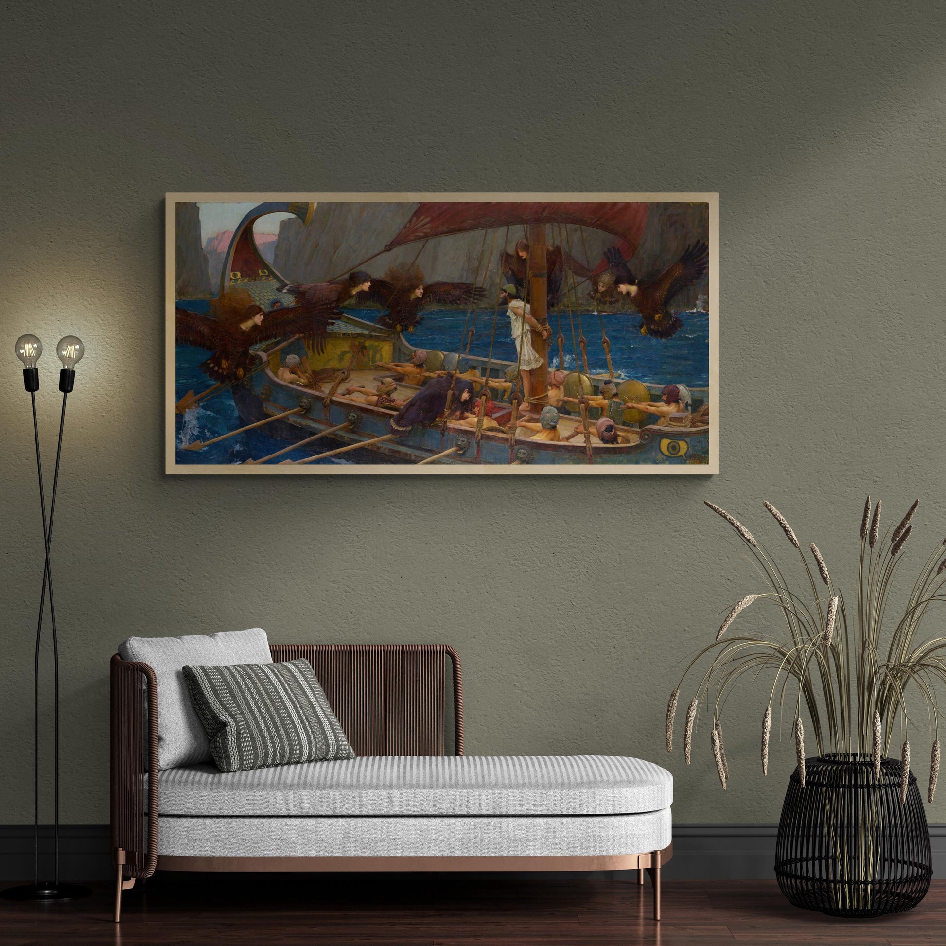 John William Waterhouse - Ulysses and the Sirens (1891) | Fine Art Print | Art Paper, Canvas & 3D Hand Finished Premium Texture Print FOSHE ART