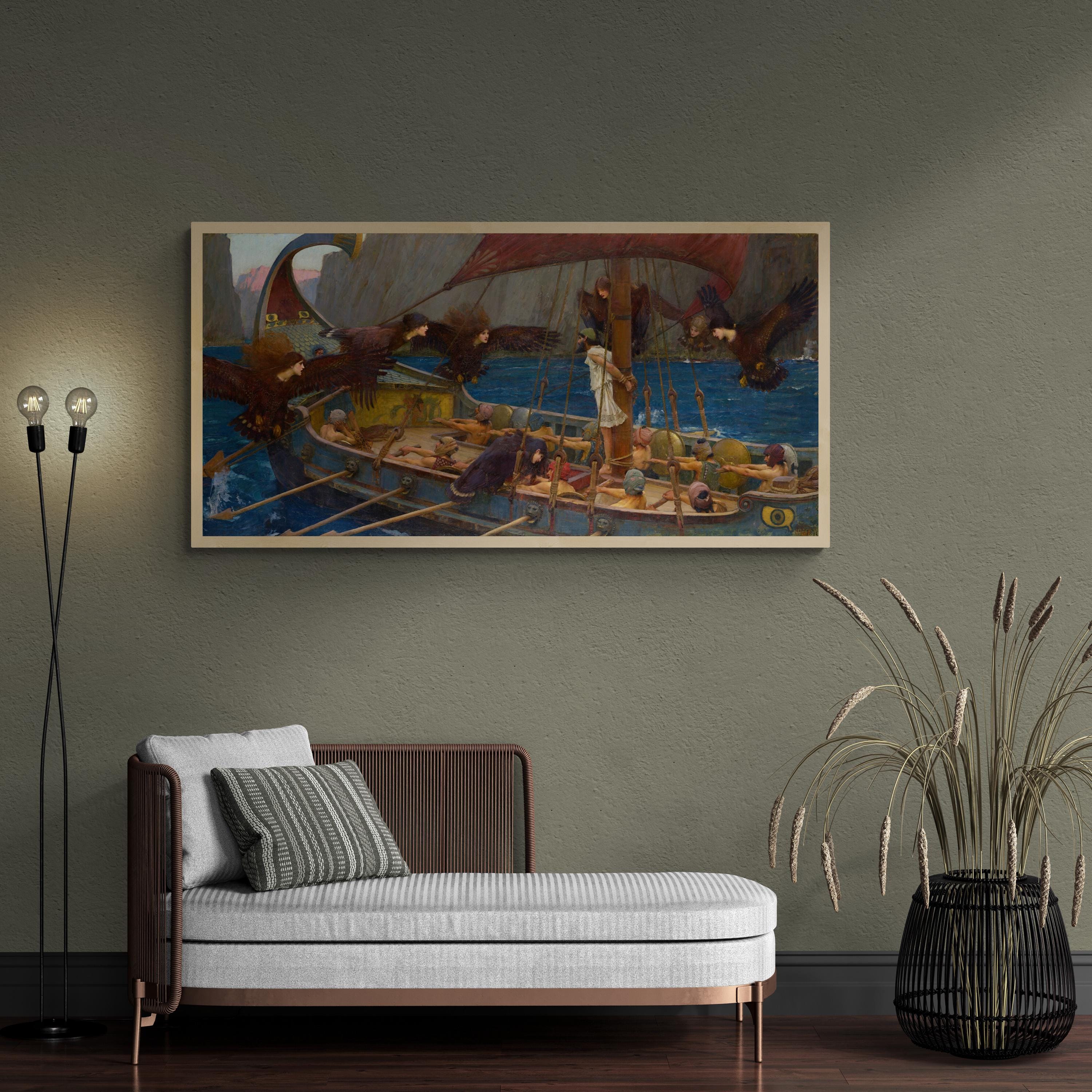 Ulysses and the Sirens Art Print – Waterhouse Painting, Pre-Raphaelite FOSHE ART