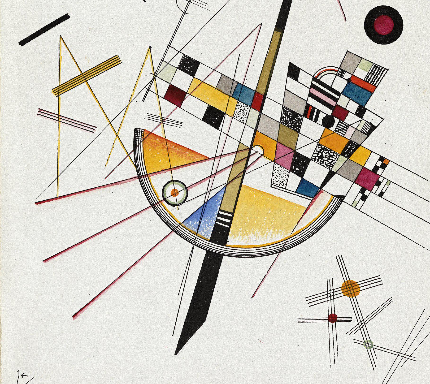 Kandinsky Art Print: Delicate Tension, Abstract Bauhaus Art with Black Frame FOSHE ART