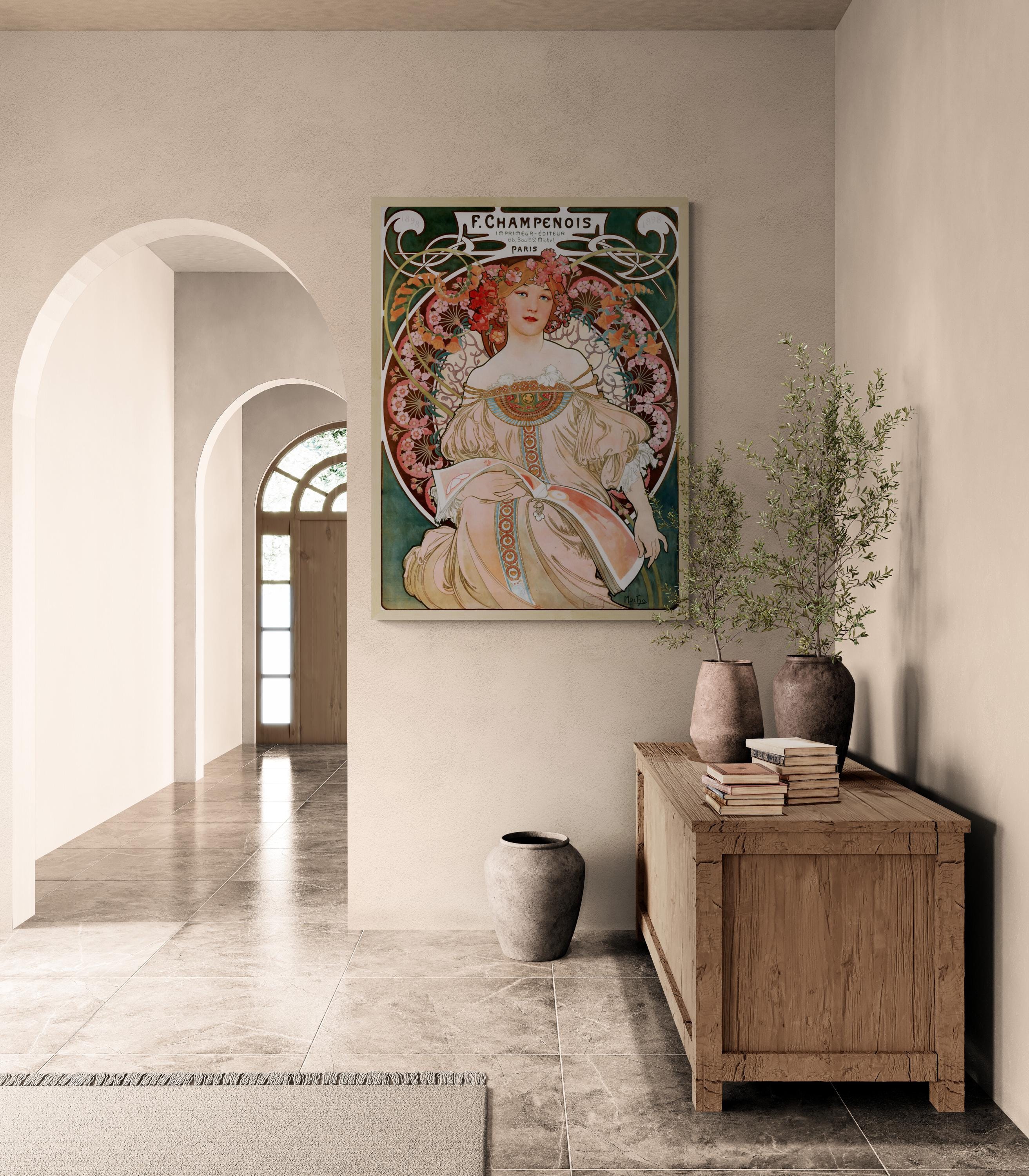 Art Nouveau Elegance: Alphonse Mucha - Champenois Imprimeur-Éditeur  | Fine Art Print | Art Paper, Canvas & Premium Print with brush strokes