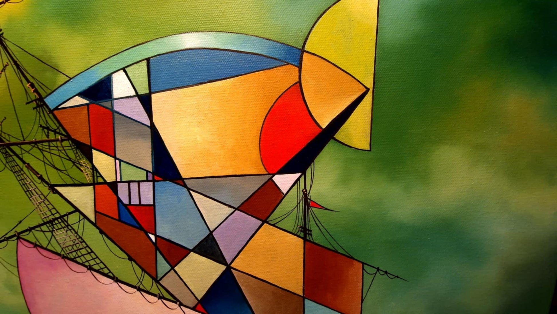 Green Storm: Original Oil Painting by Robert Zietara- Stormy landscape, framed canvas (Copy) FOSHE ART