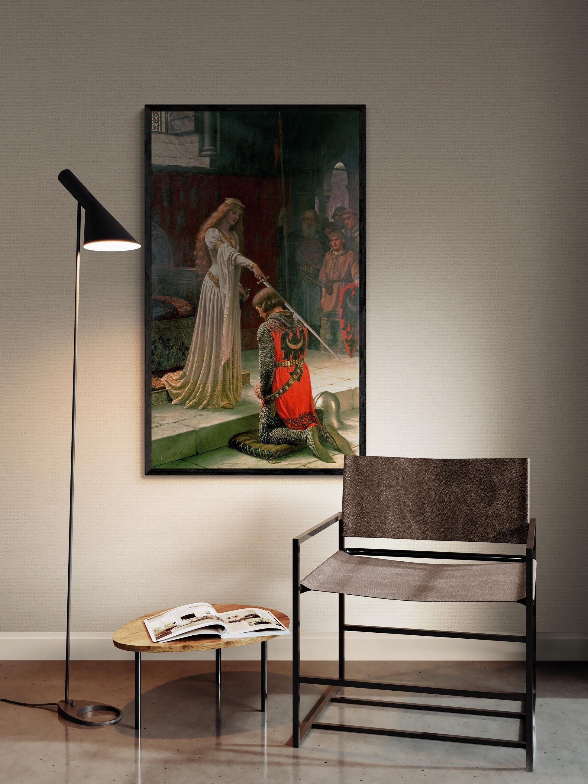 Edmund Leighton - The Accolade (1901) | Fine Art Print | Art Paper, Canvas & 3D Hand Finished Premium Texture Print or Poster FOSHE ART