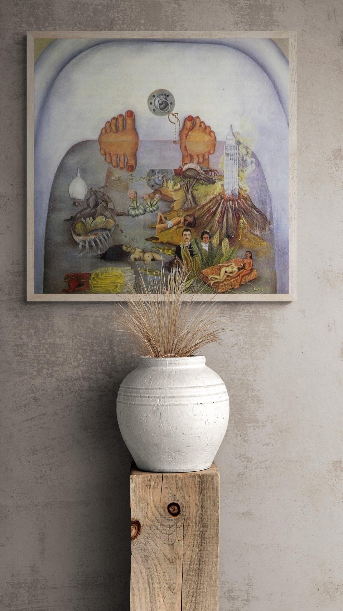 Frida Kahlo - What I Saw in the Water (1938) | Fine Art Print | Art Paper, Canvas & 3D Hand Finished Premium Texture Print FOSHE ART