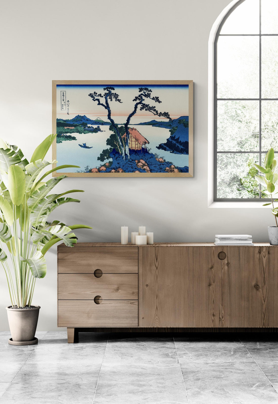 Japanese Art: Katsushika Hokusai Lake Suwa in Shinano Province | Fine Art Print | Poster, Art Paper, Canvas, Premium Print with brush stroke