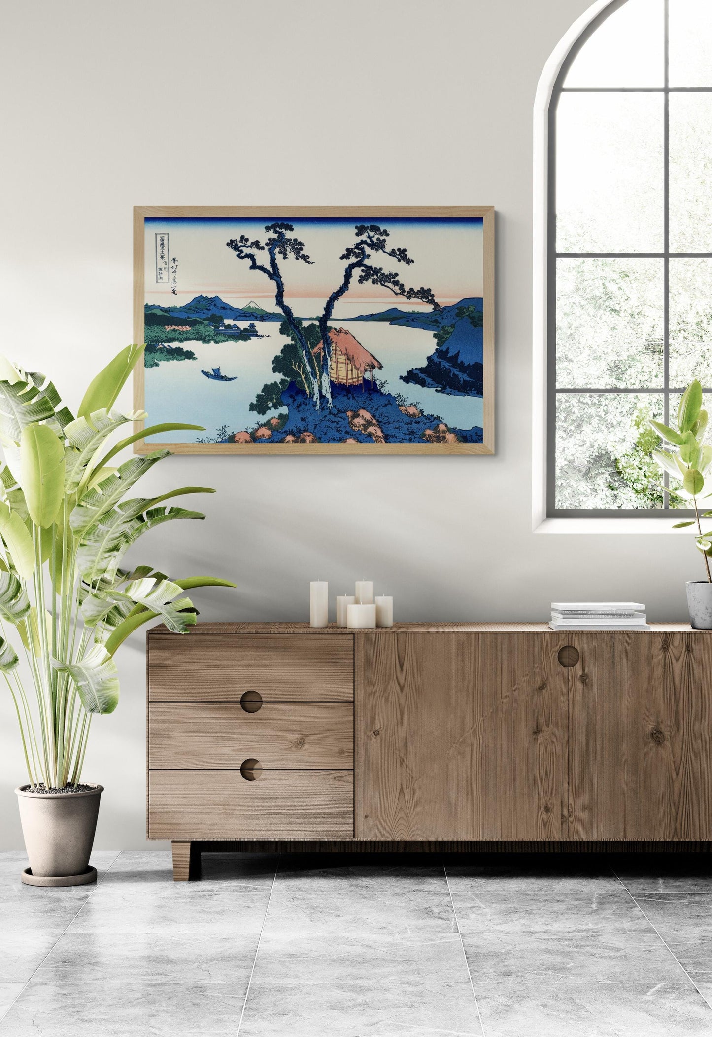 Japanese Art: Katsushika Hokusai Lake Suwa in Shinano Province | Fine Art Print | Poster, Art Paper, Canvas, Premium Print with brush stroke