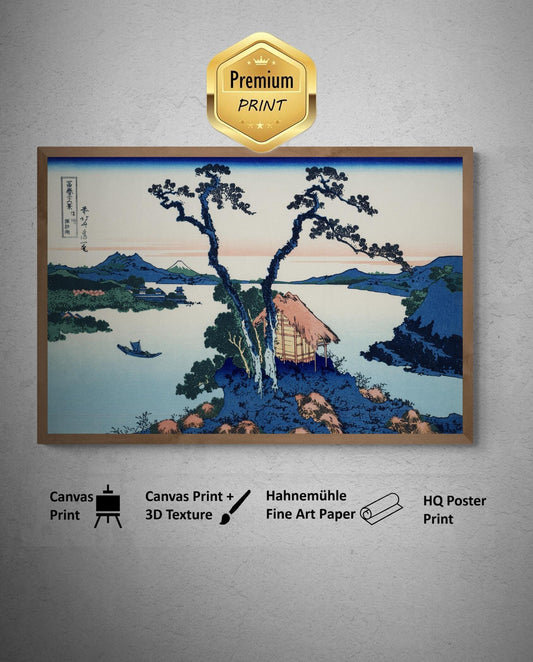 Japanese Art: Katsushika Hokusai Lake Suwa in Shinano Province | Fine Art Print | Poster, Art Paper, Canvas, Premium Print with brush stroke