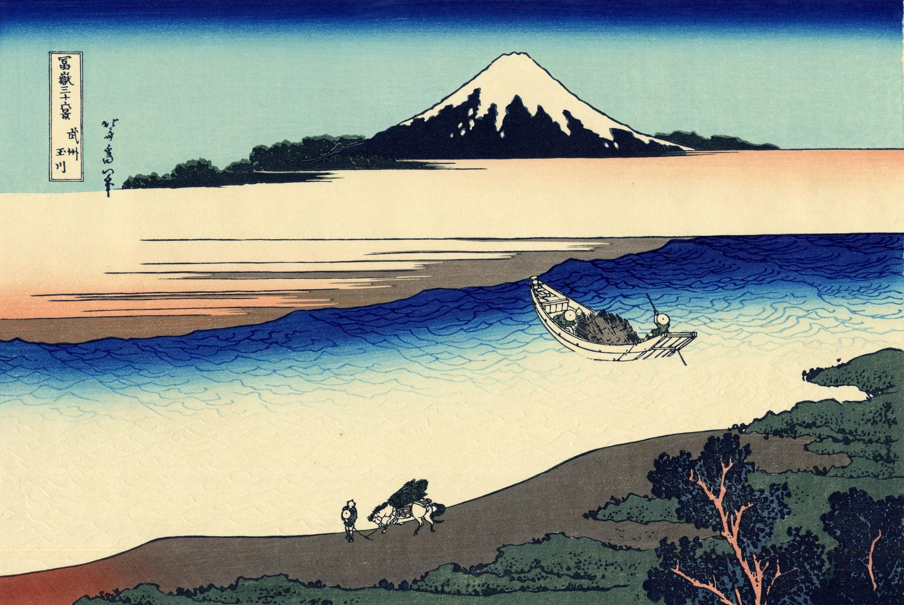 Hokusai Mount Fuji Print | Tama River Japanese Art FOSHE ART