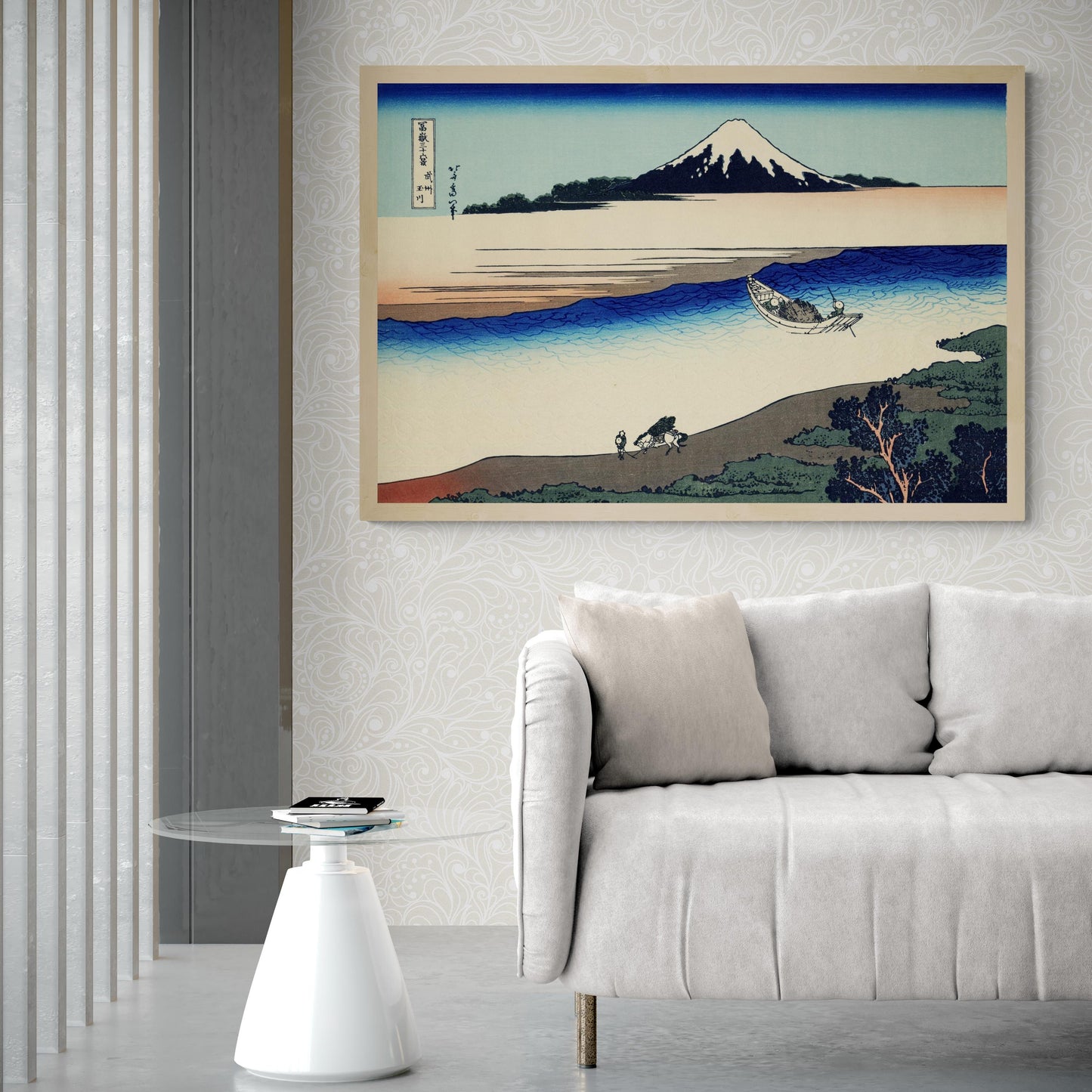 Japanese Art Katsushika Hokusai Tama River in Musashi Province | Fine Art Print | Poster, Art Paper, Canvas, Premium Print with brush stroke