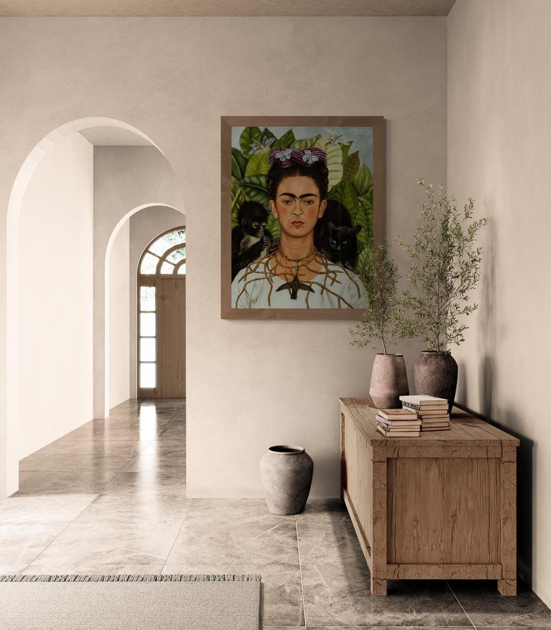 Frida Kahlo Self-Portrait Print – Necklace of Thorns, Fine Art Giclee FOSHE ART