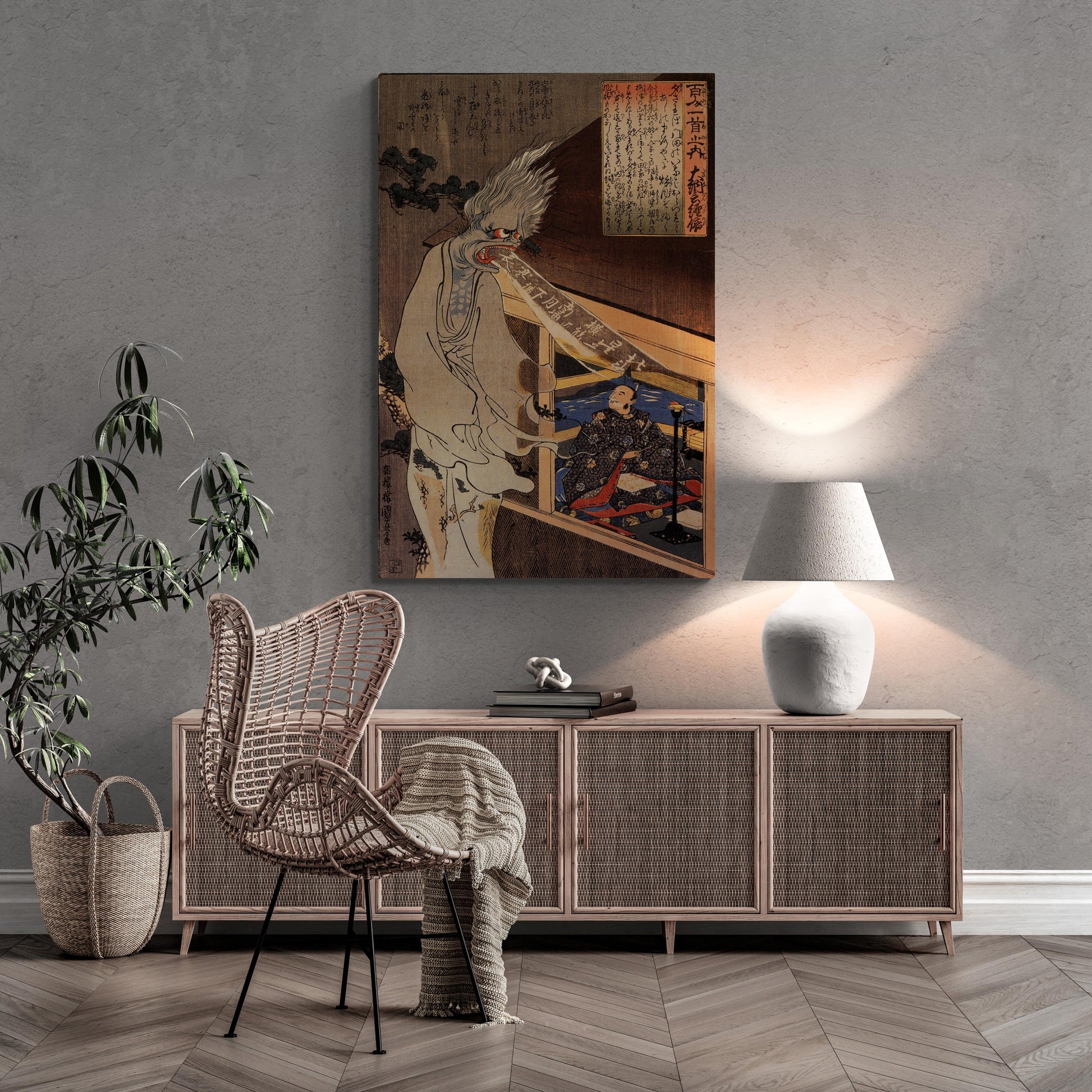 Utagawa Kuniyoshi - The Poet Dainagon Sees an Apparition | Fine Art Print | Art Paper, Canvas & 3D Hand Finished Premium Texture Print FOSHE ART